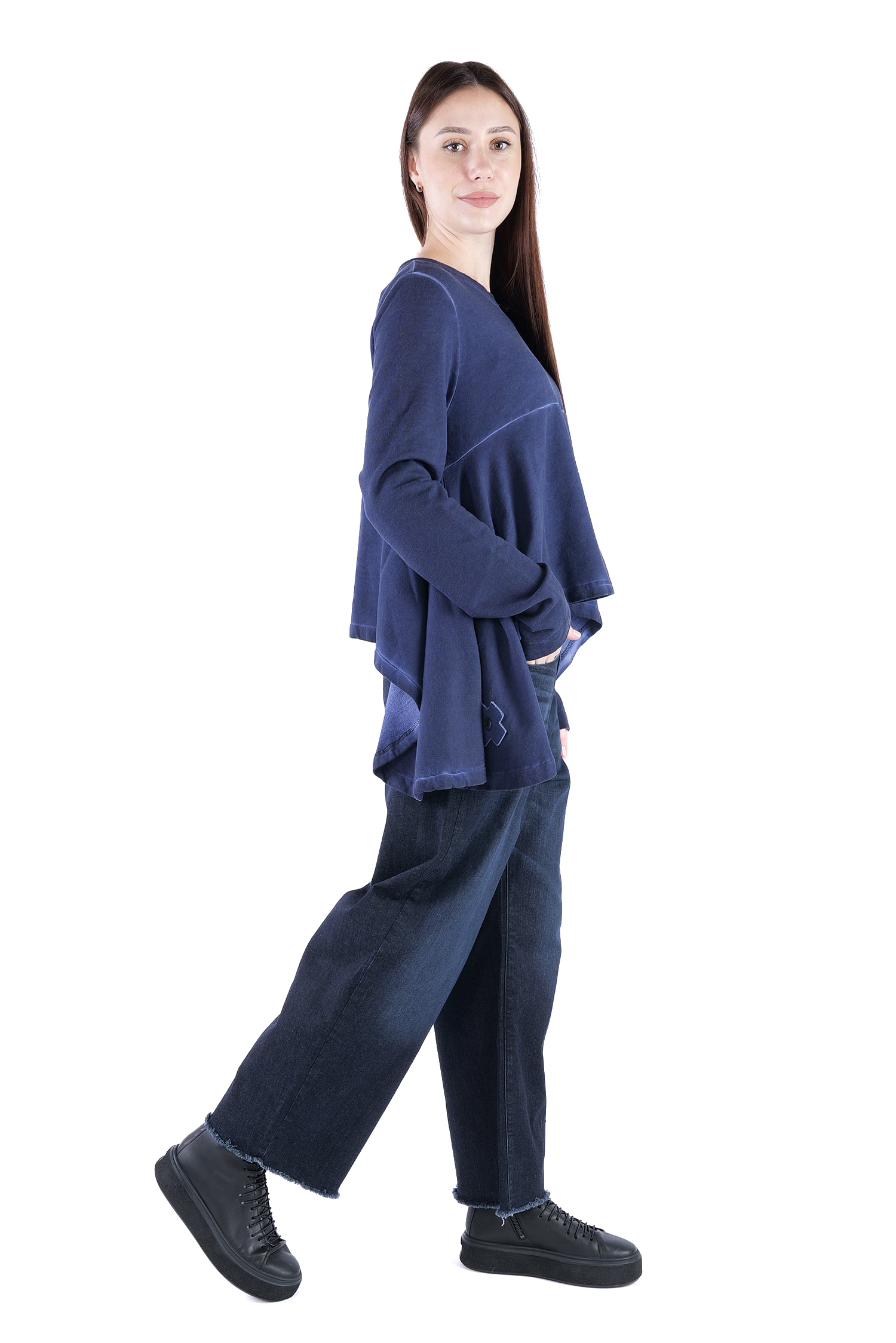 Asymmetrical sweat pullover - Ocean - 2135