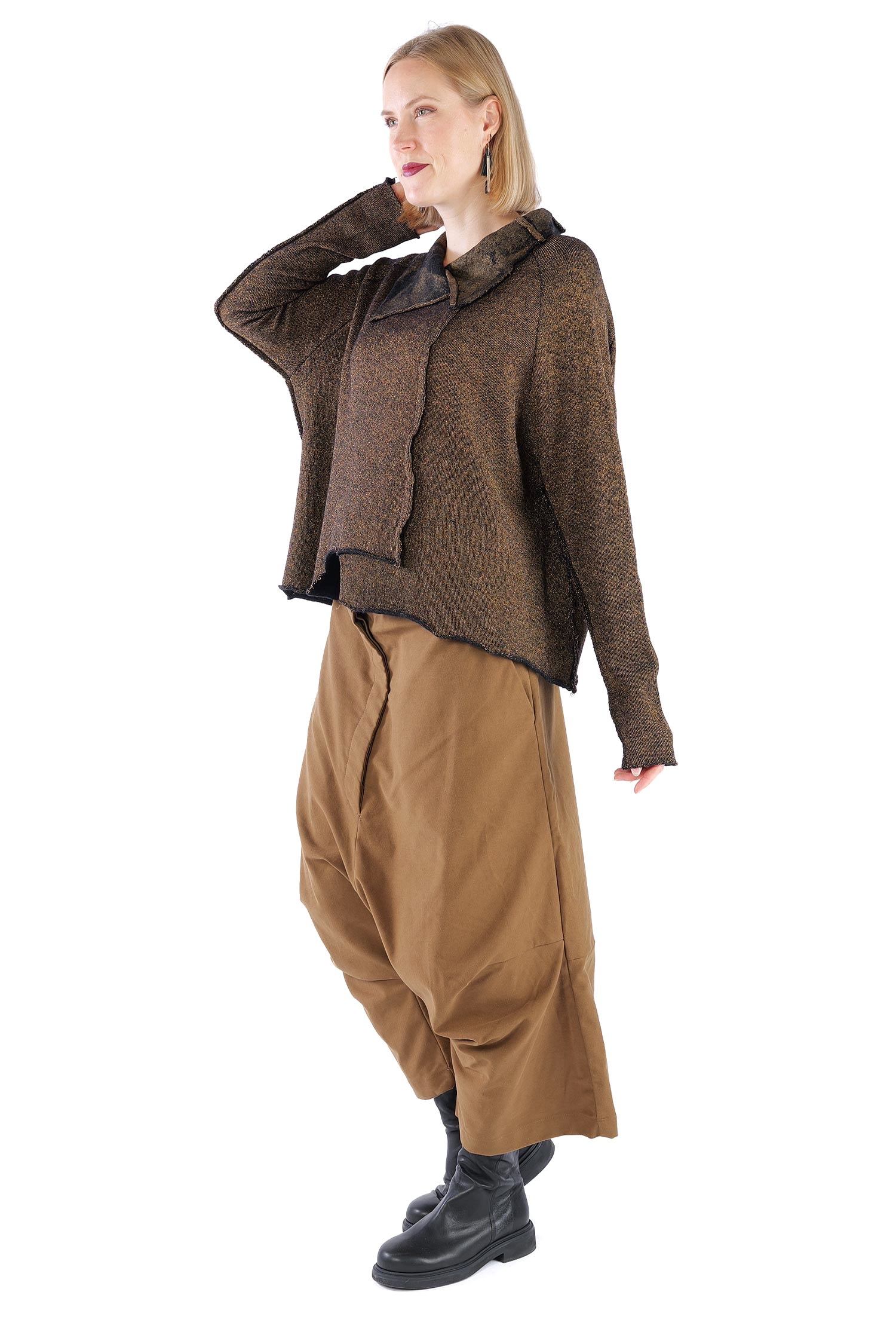 Oversize Wollpullover - Black gold - 2261680703