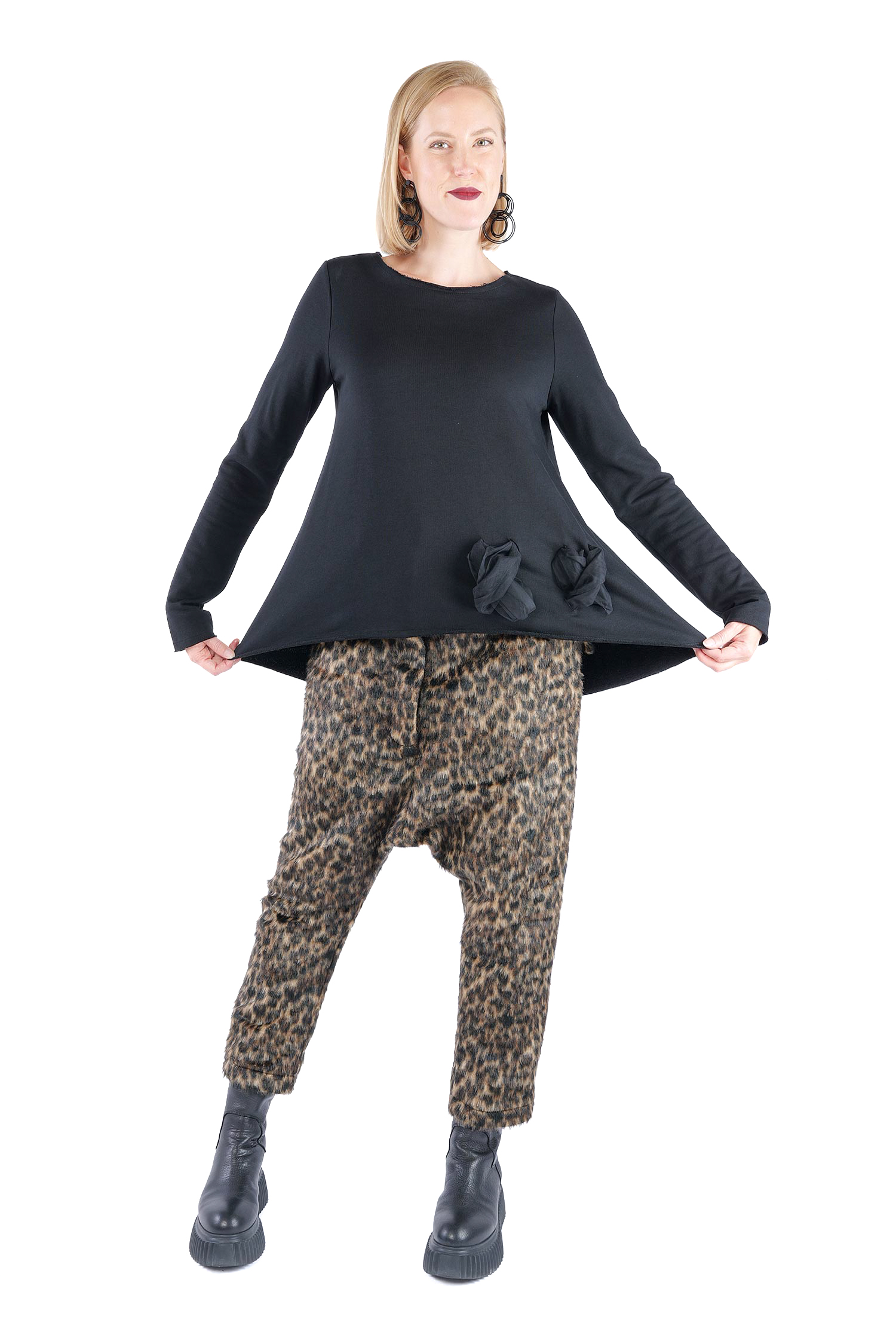 A-Linien Pullover - Schwarz - 2126
