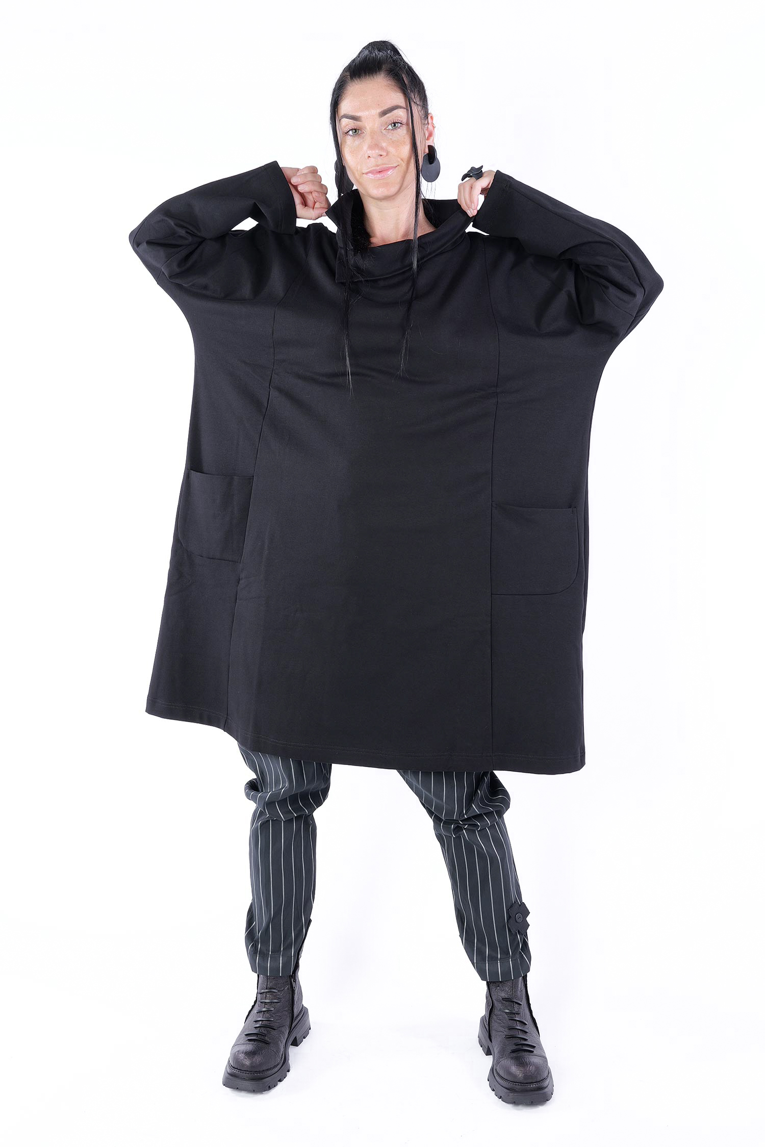 Sweat Tunika - Schwarz - U5831-U