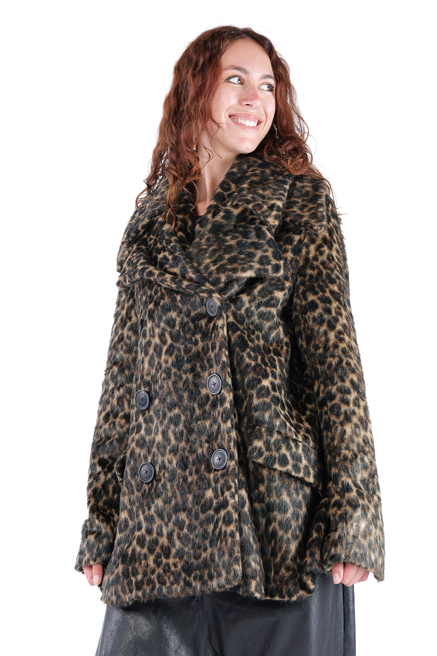 Oversized leopard fur jacket - Leo jacquard - 2261191102