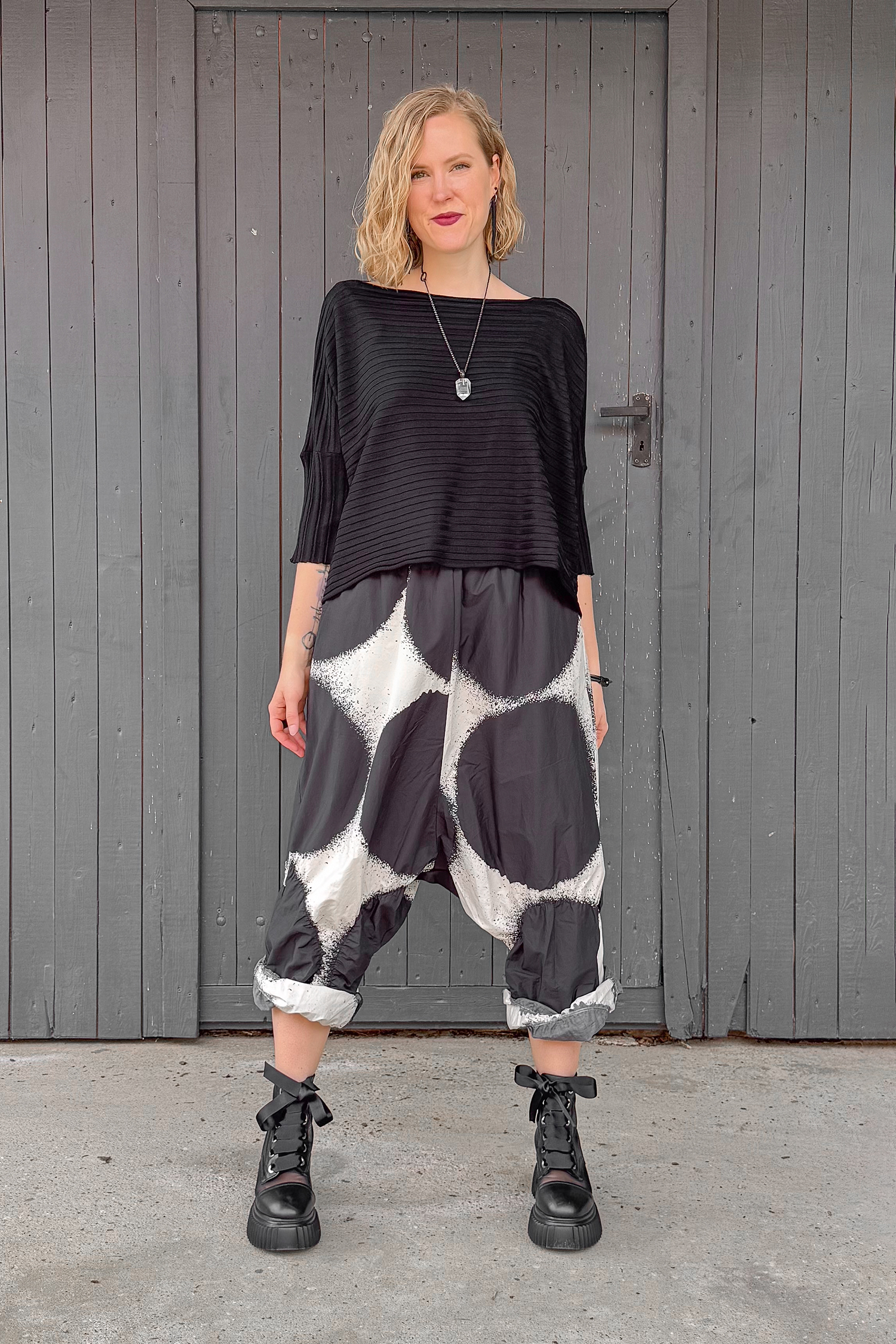 Long pants with circles - Black print - 1261260106