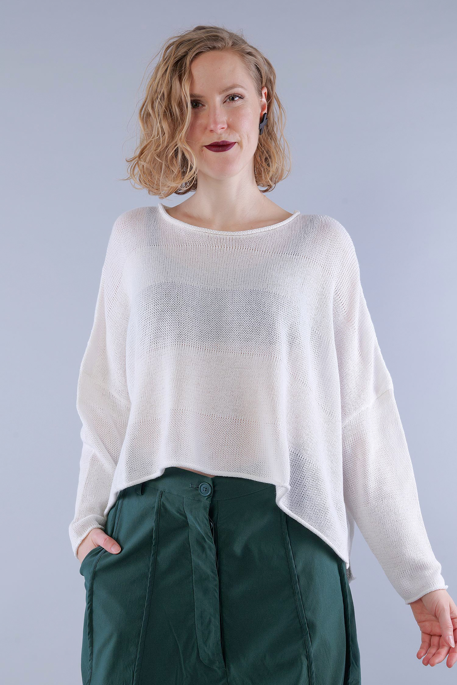 Streifen Strickpullover - Offwhite - 1263720703
