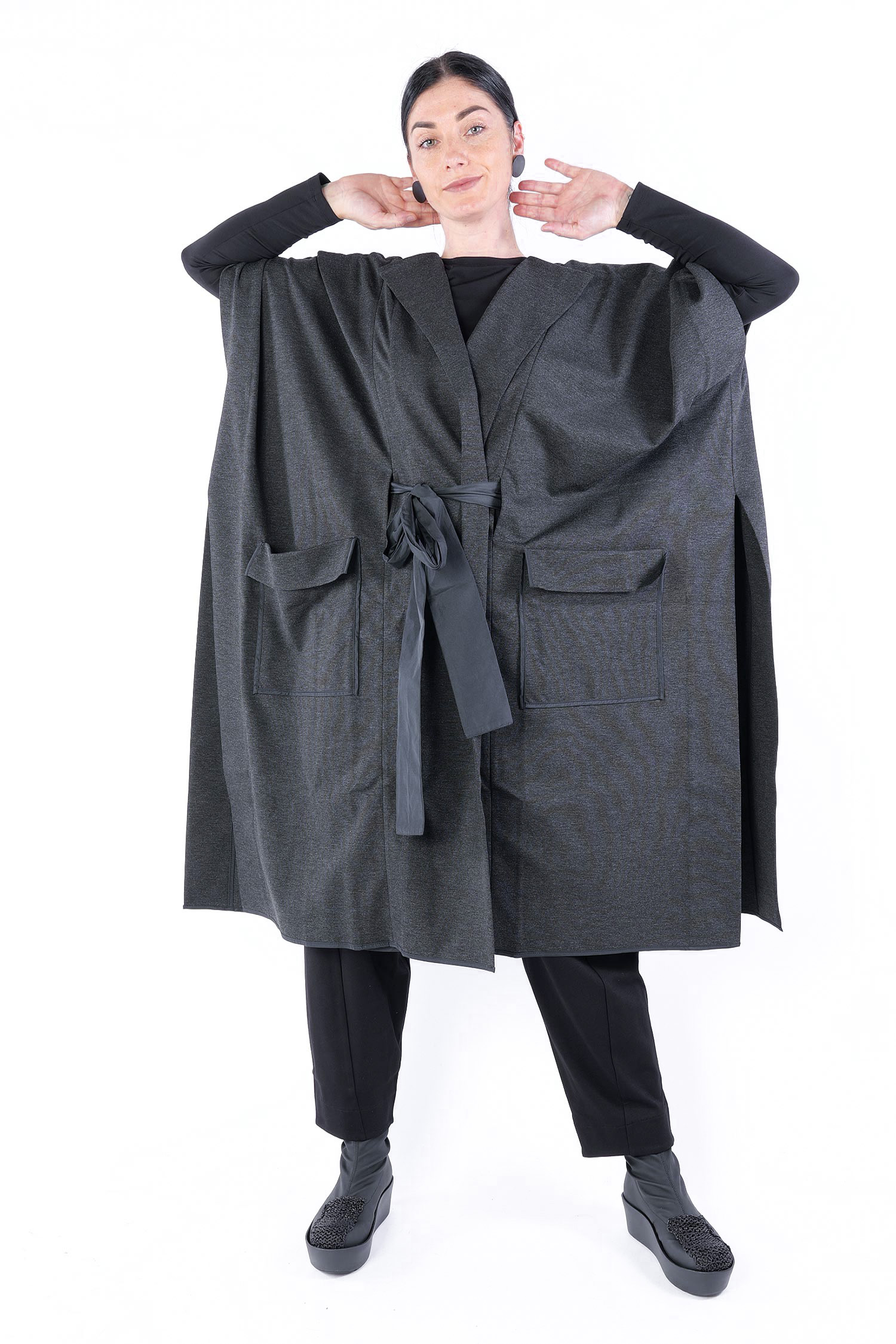 Oversize Cape - Grau - W25-37