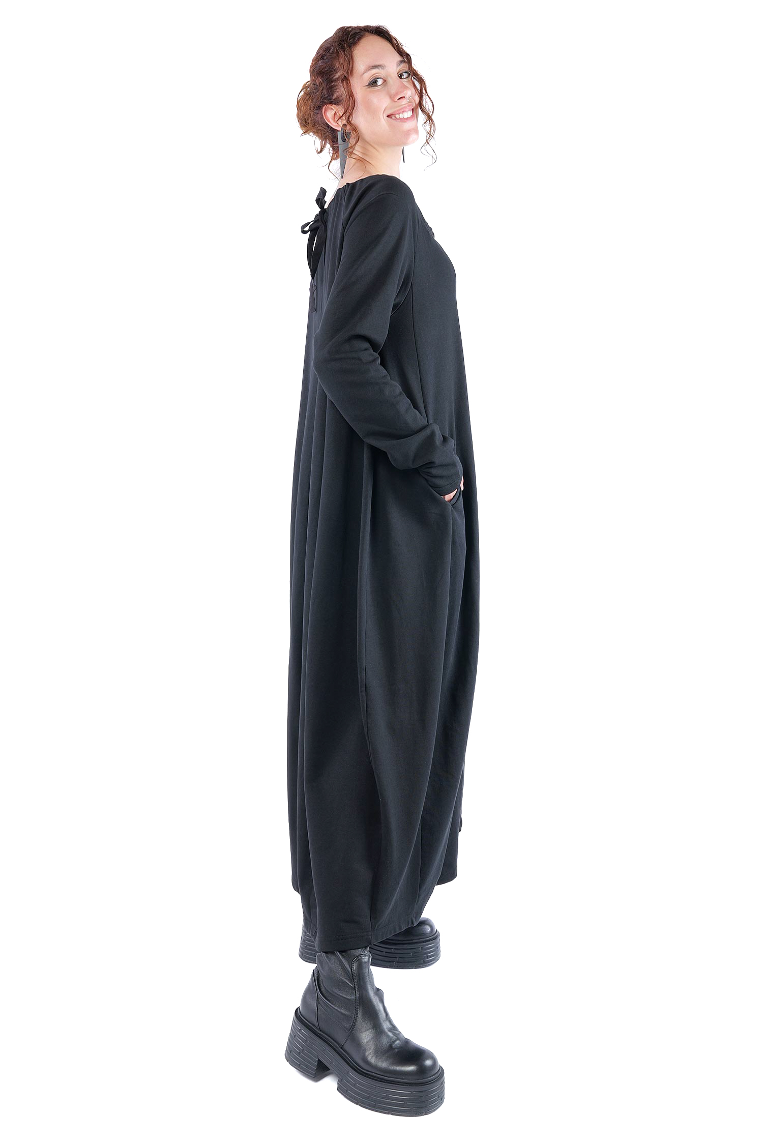 Tulpiges Sweatkleid - Schwarz - 1161