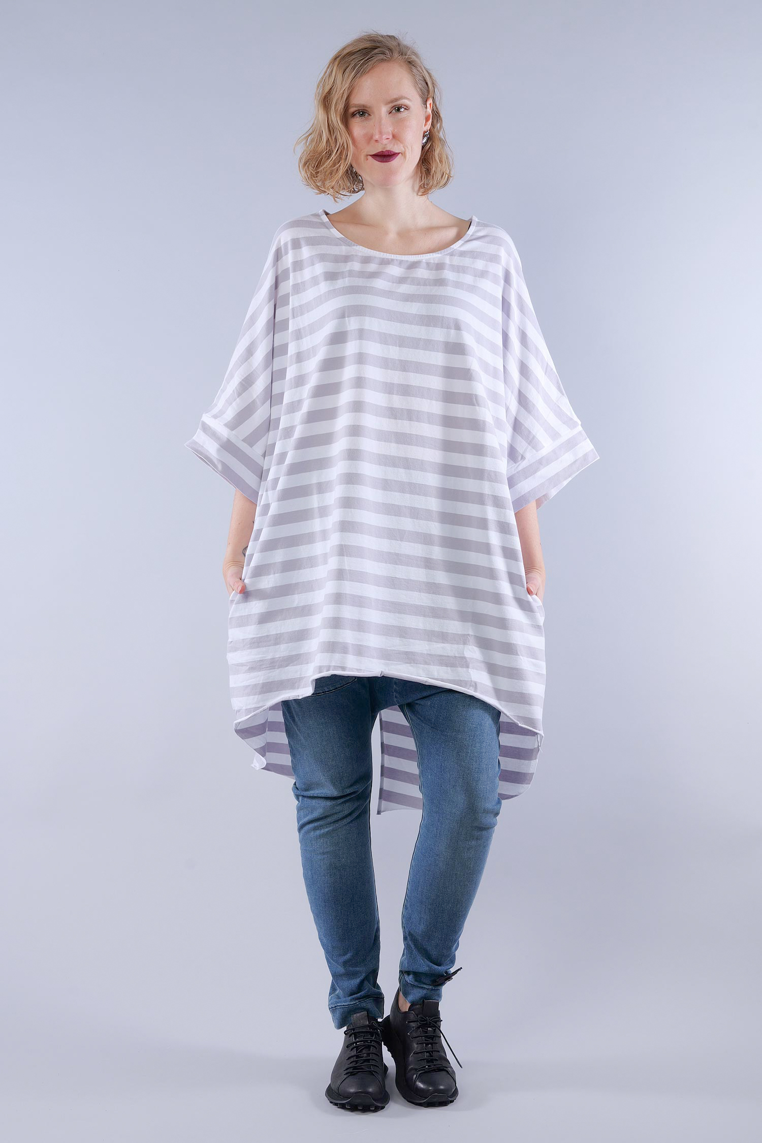 Oversize T-Shirt mit Plus - Cement STRIPE - 5079