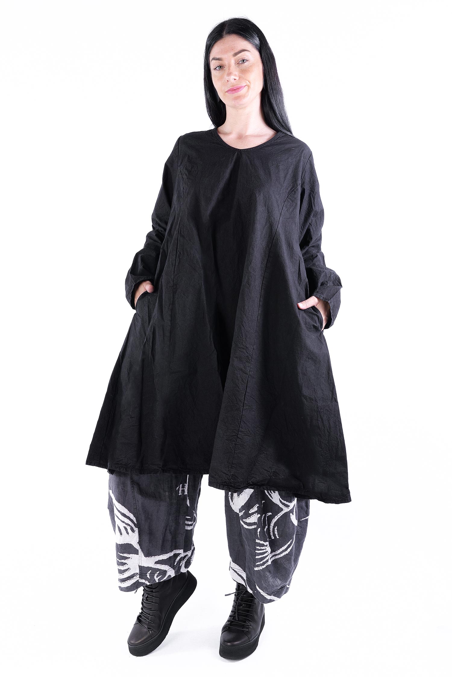 A-Linien Kleid - Schwarz - Wattrein