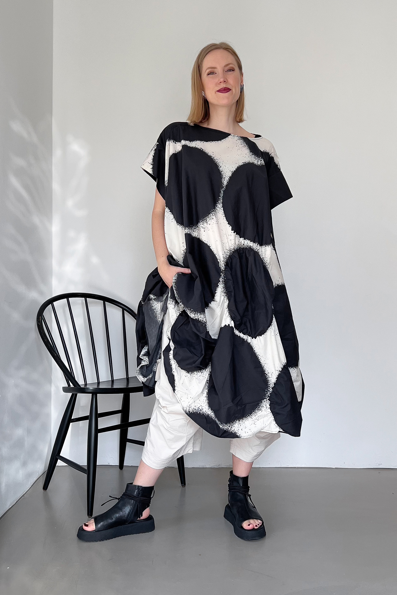 A-line dress - Black print - 1261260901