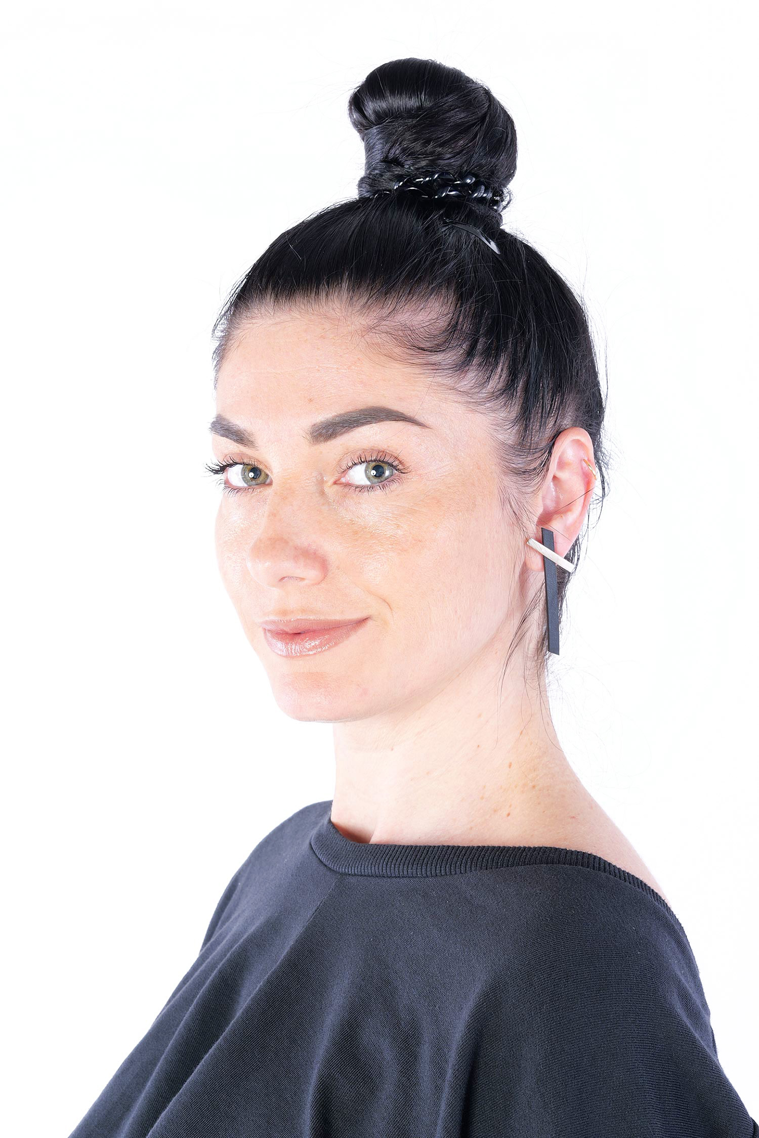 Silber Ohrringe - Liberta_Bar _S_Line earrings - Schwarz / Silber