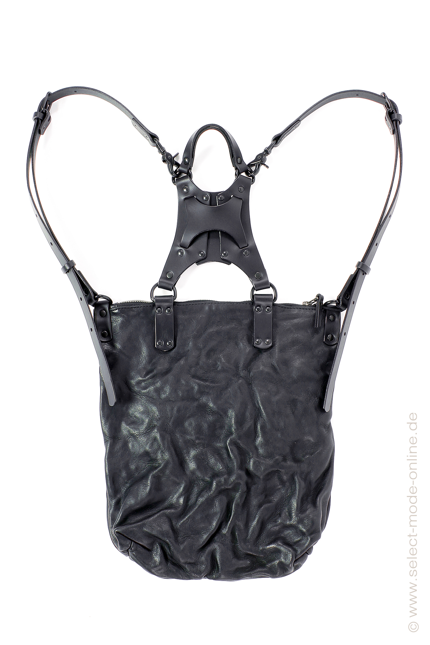 Leather backpack / shoulder bag - Uto leather - Black
