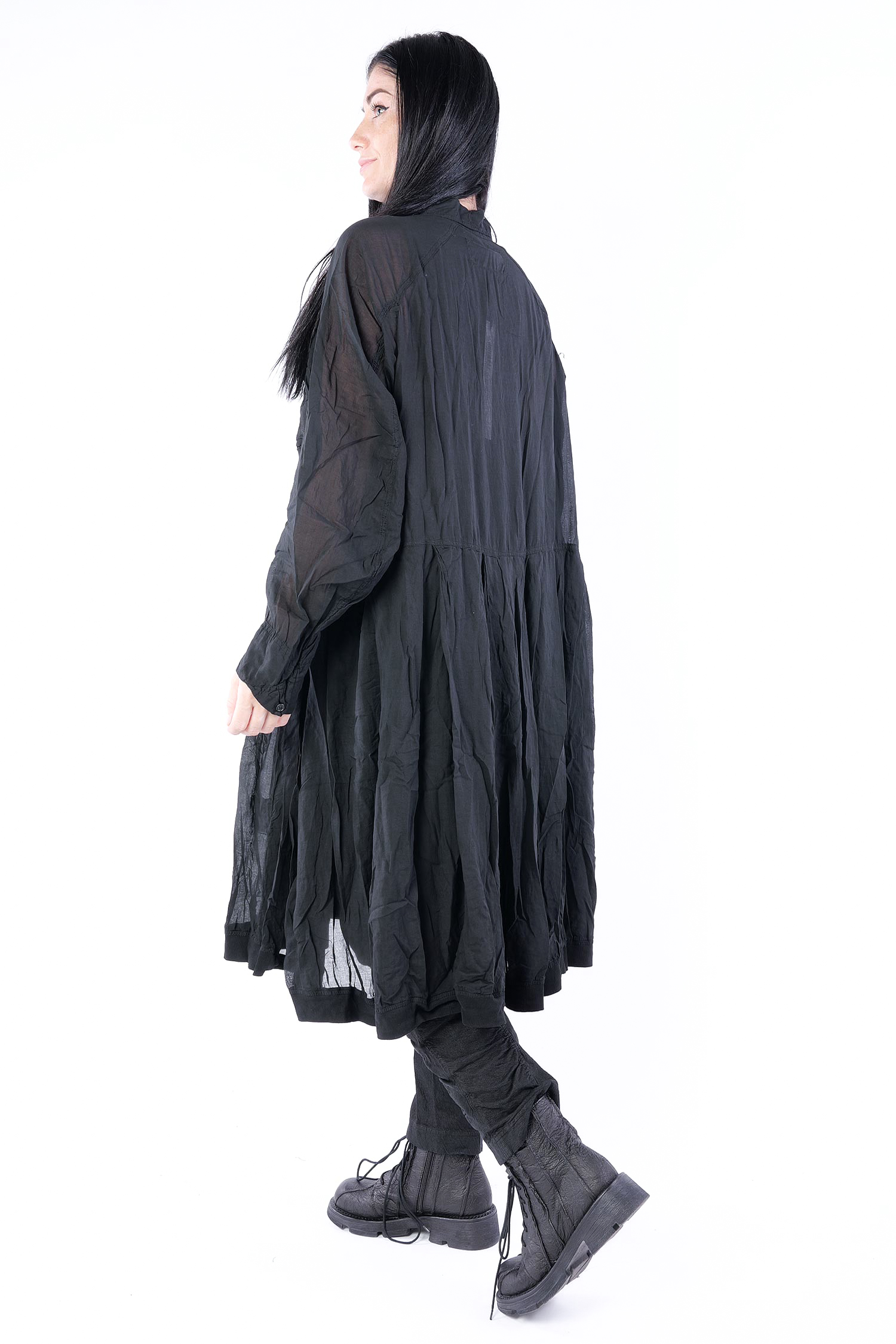 Gerüschtes Kleid - Schwarz - 2252580904