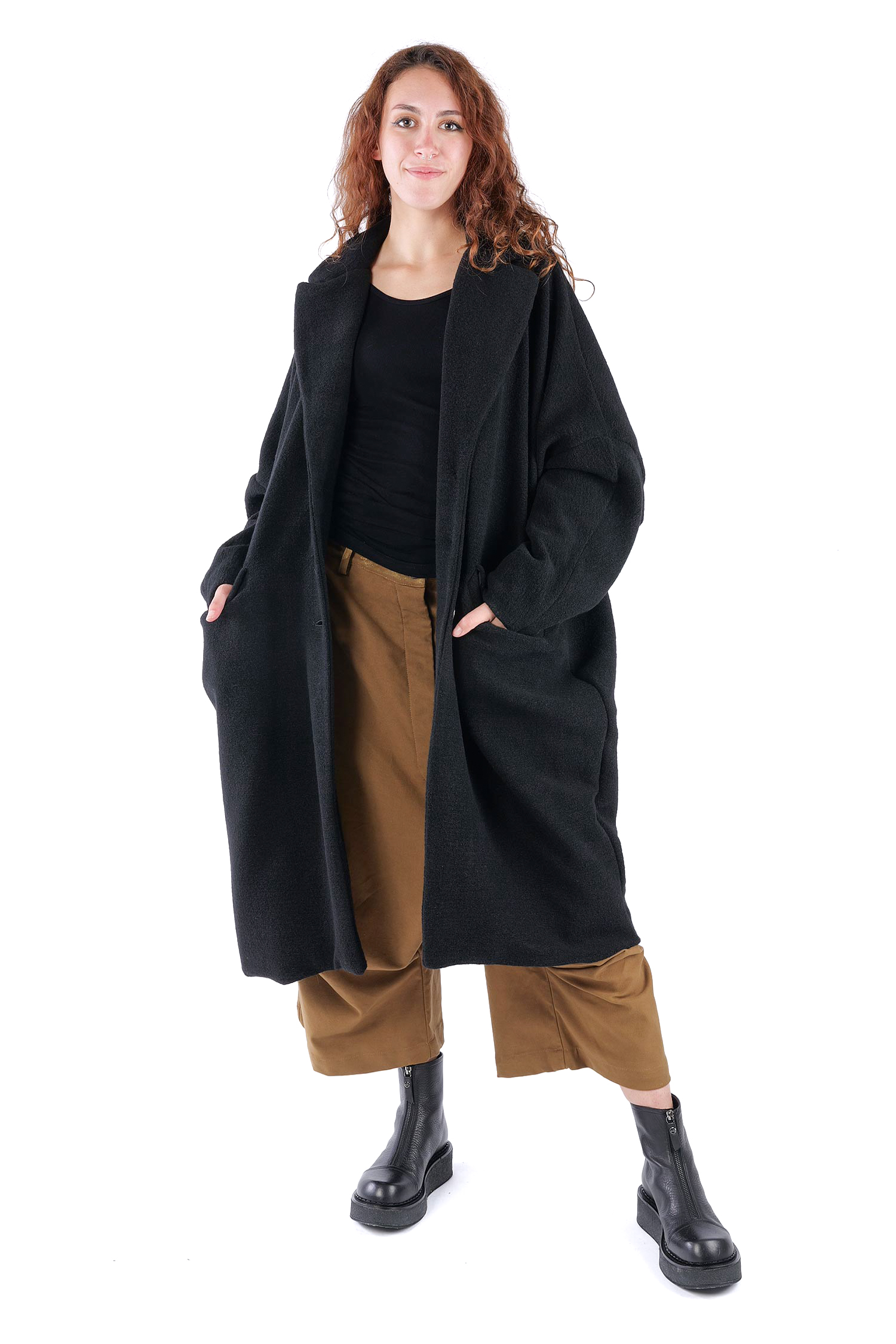 Oversize Wintermantel - Schwarz - S491