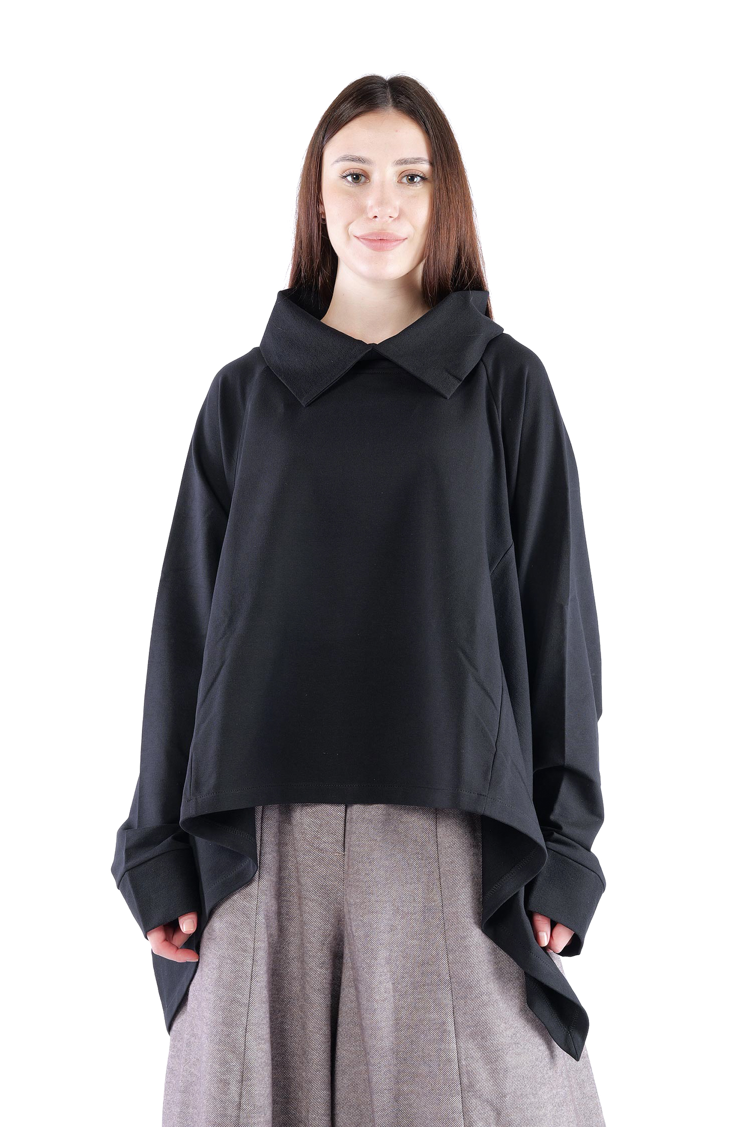 Asymmetrischer Pullover - Schwarz - 26.2-KHF112