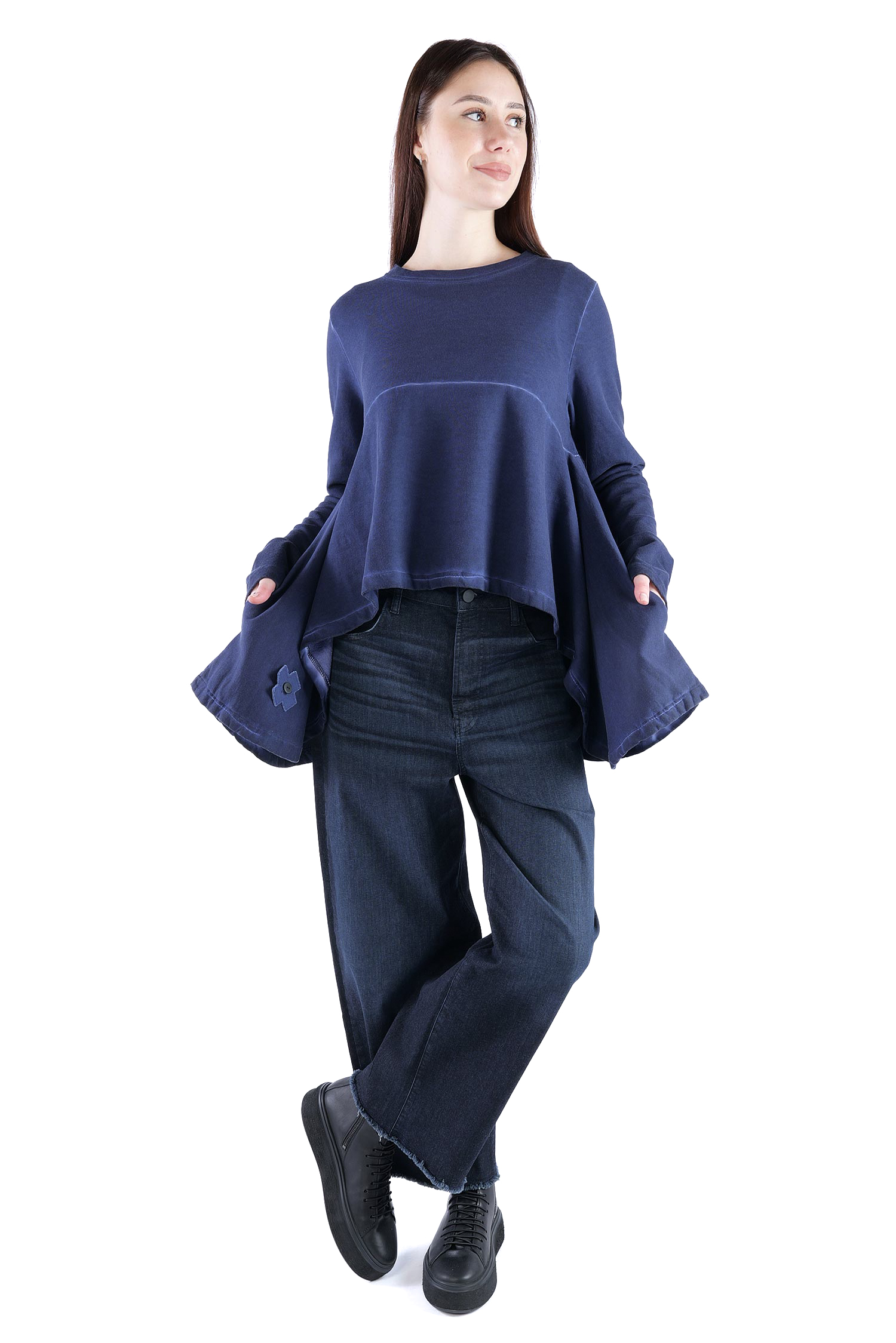 Asymmetrical sweat pullover - Ocean - 2135