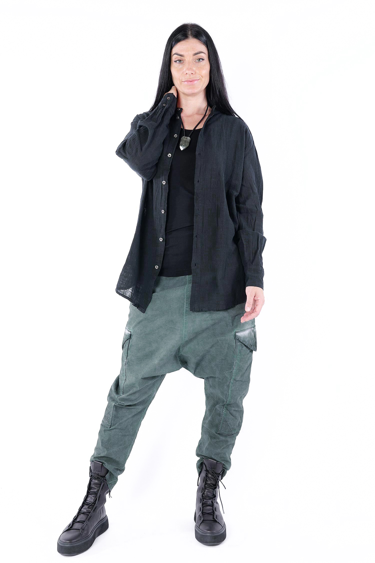 Baumwoll Hemd - Schwarz - LM118