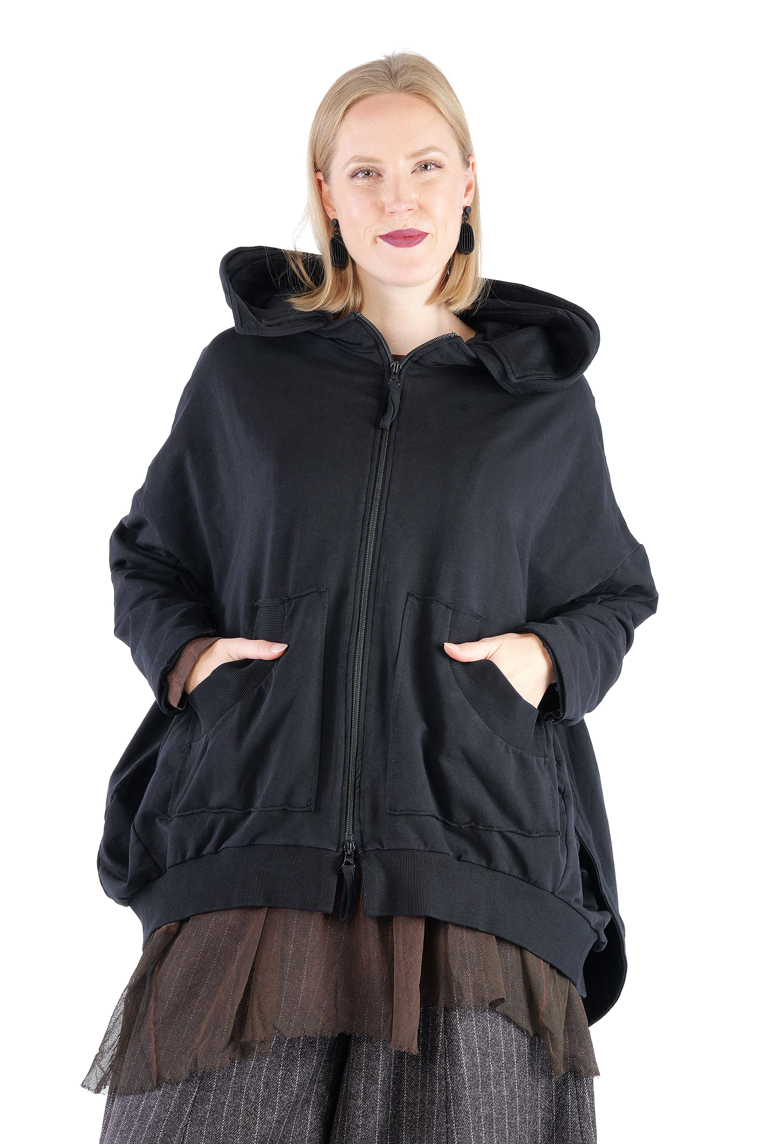 Oversize Sweatjacke - Schwarz - 2263251102