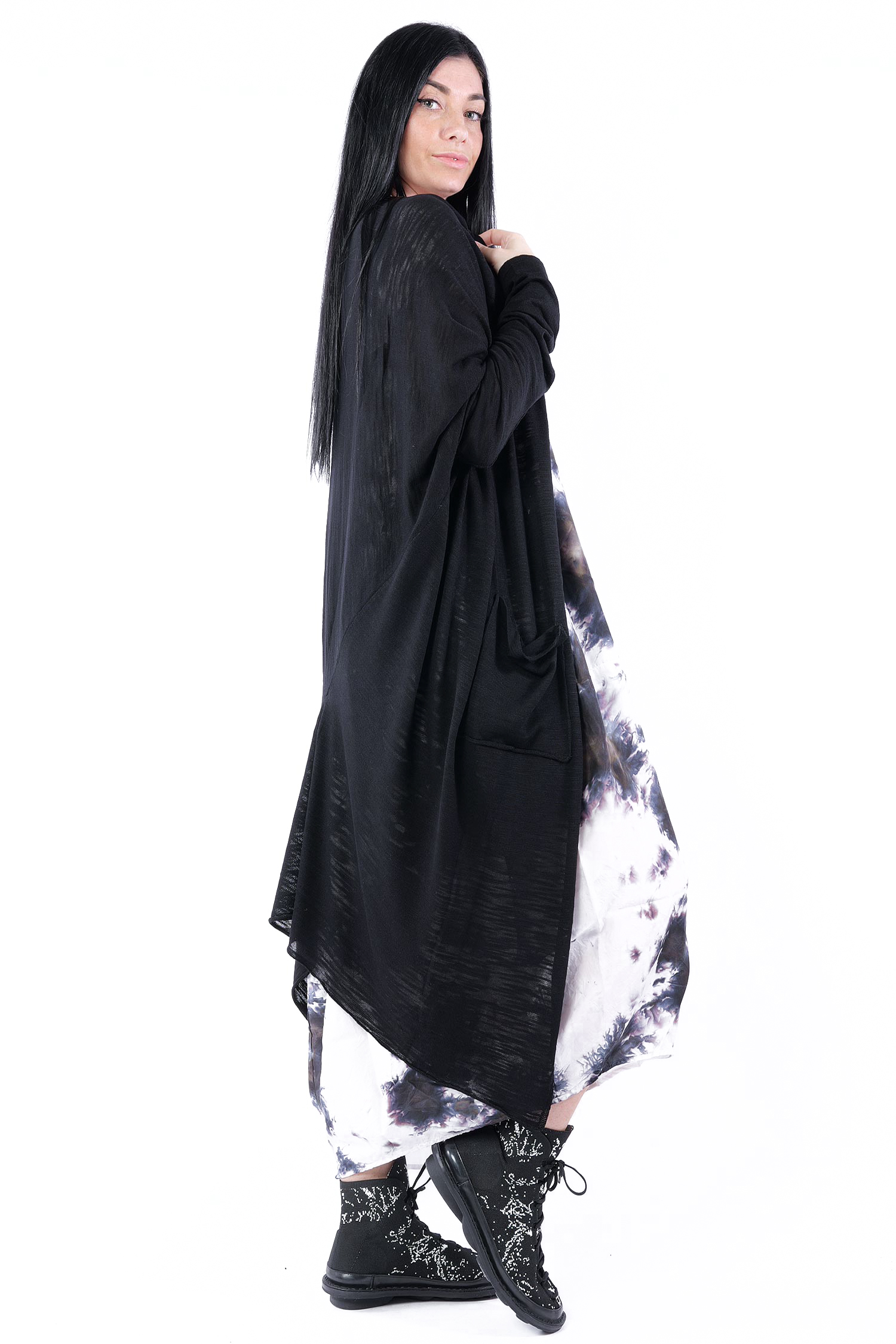 Feinstrickmantel - Schwarz - 26.1-KH012