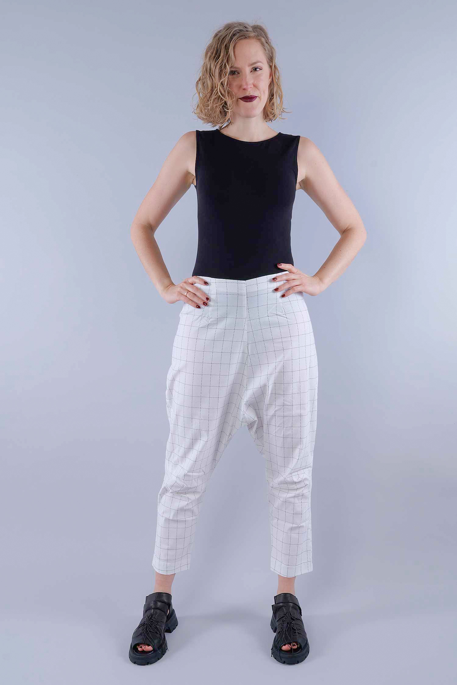 Stretch pants - Offwhite check - 1263440101