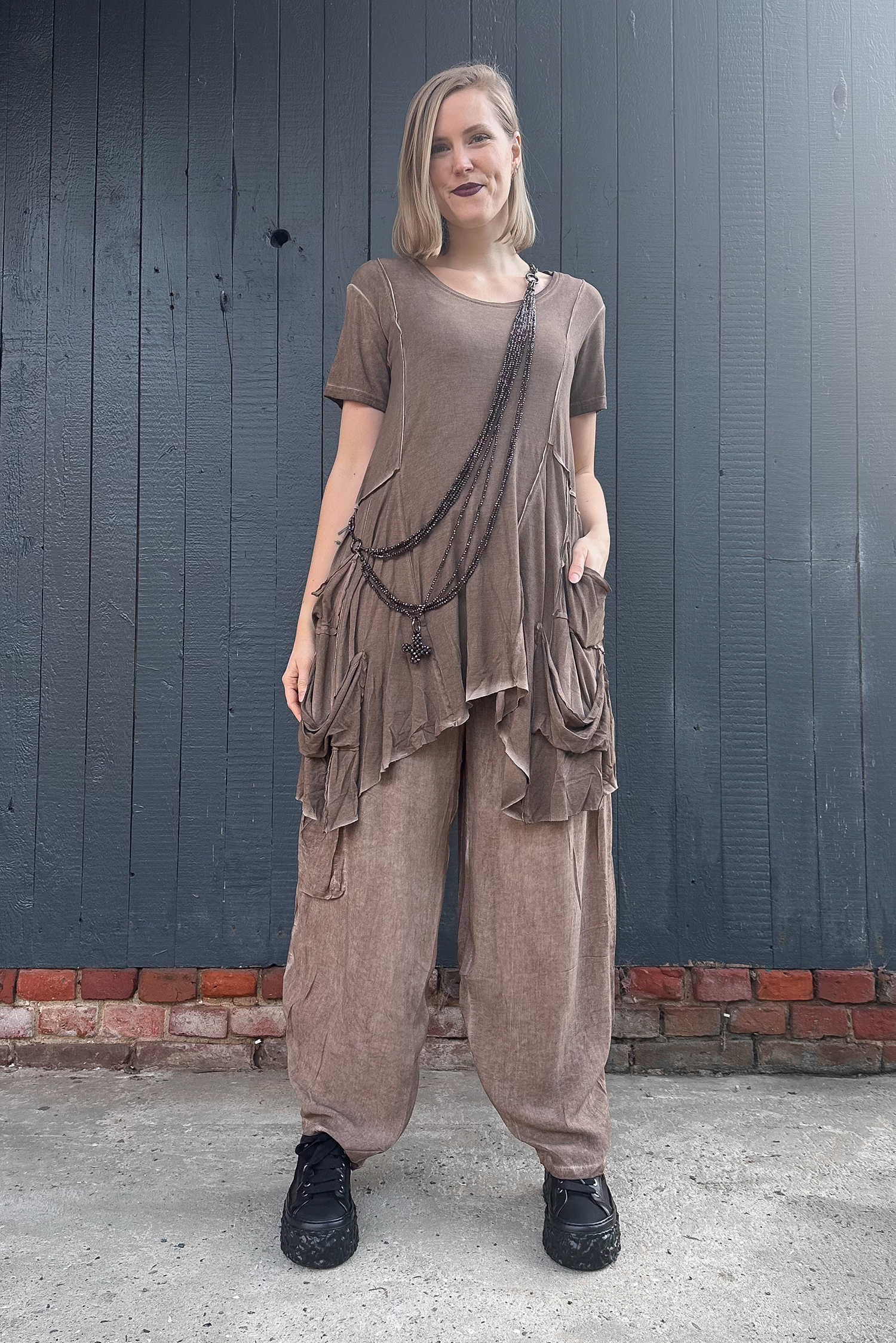 Pants with silk - Brown - 26056 (2611060056)