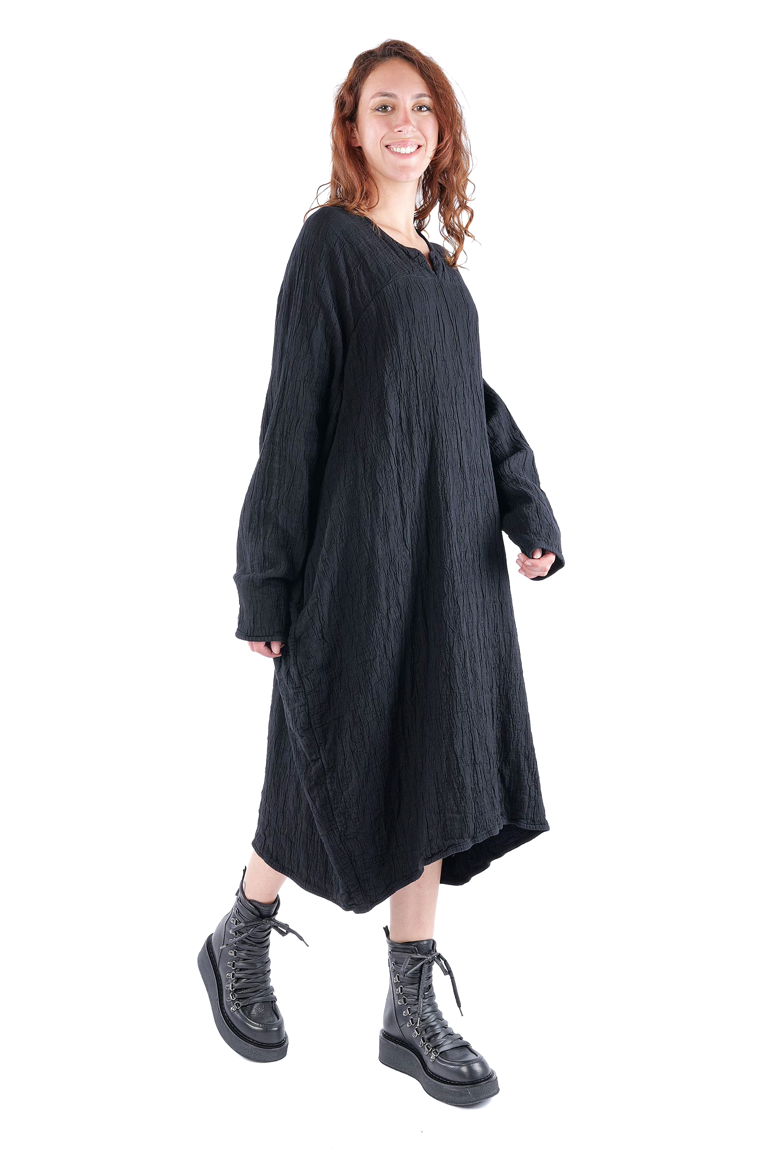 Tulpiges Oversizekleid - Schwarz - Hausleib