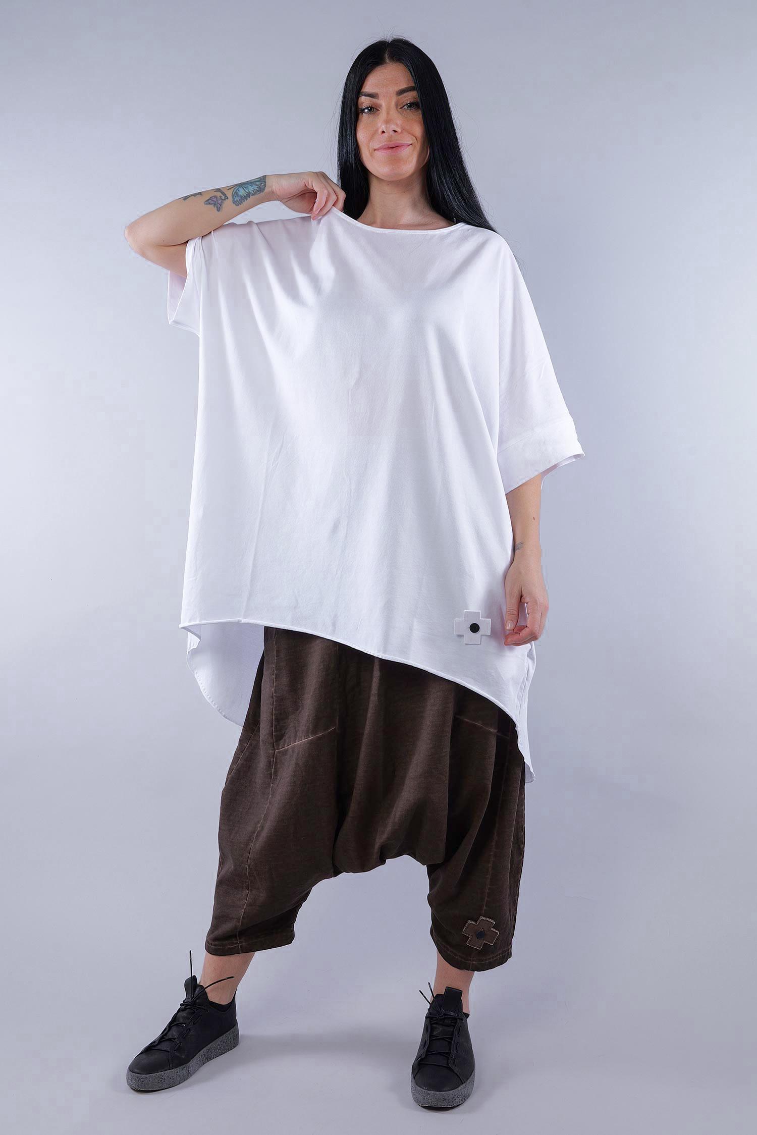 Oversize T-shirt with plus - White - 5079