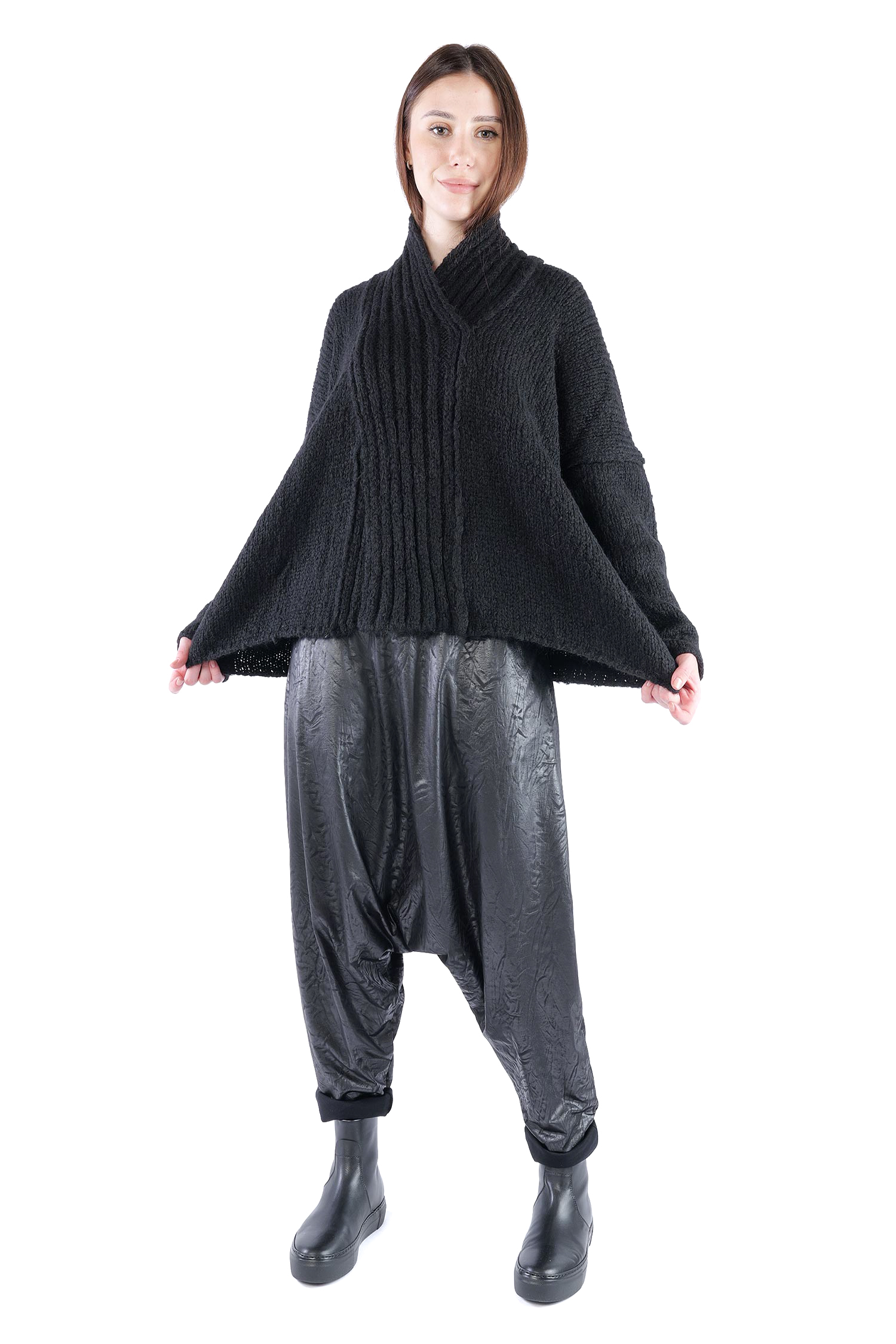 Dicker Strickpullover - Schwarz - Shawla