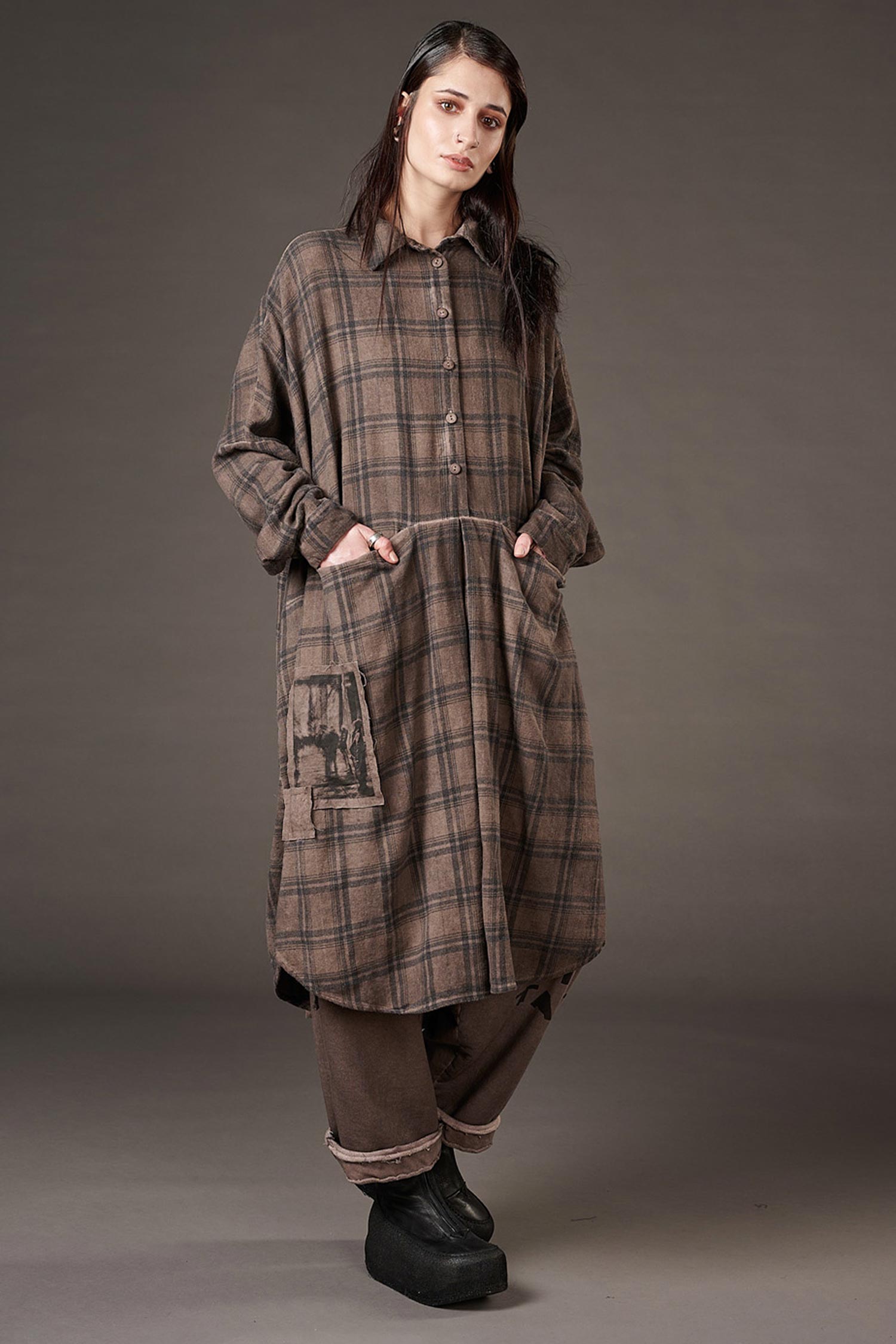 Flanell-Tunika - Truffle old dye check - Fight