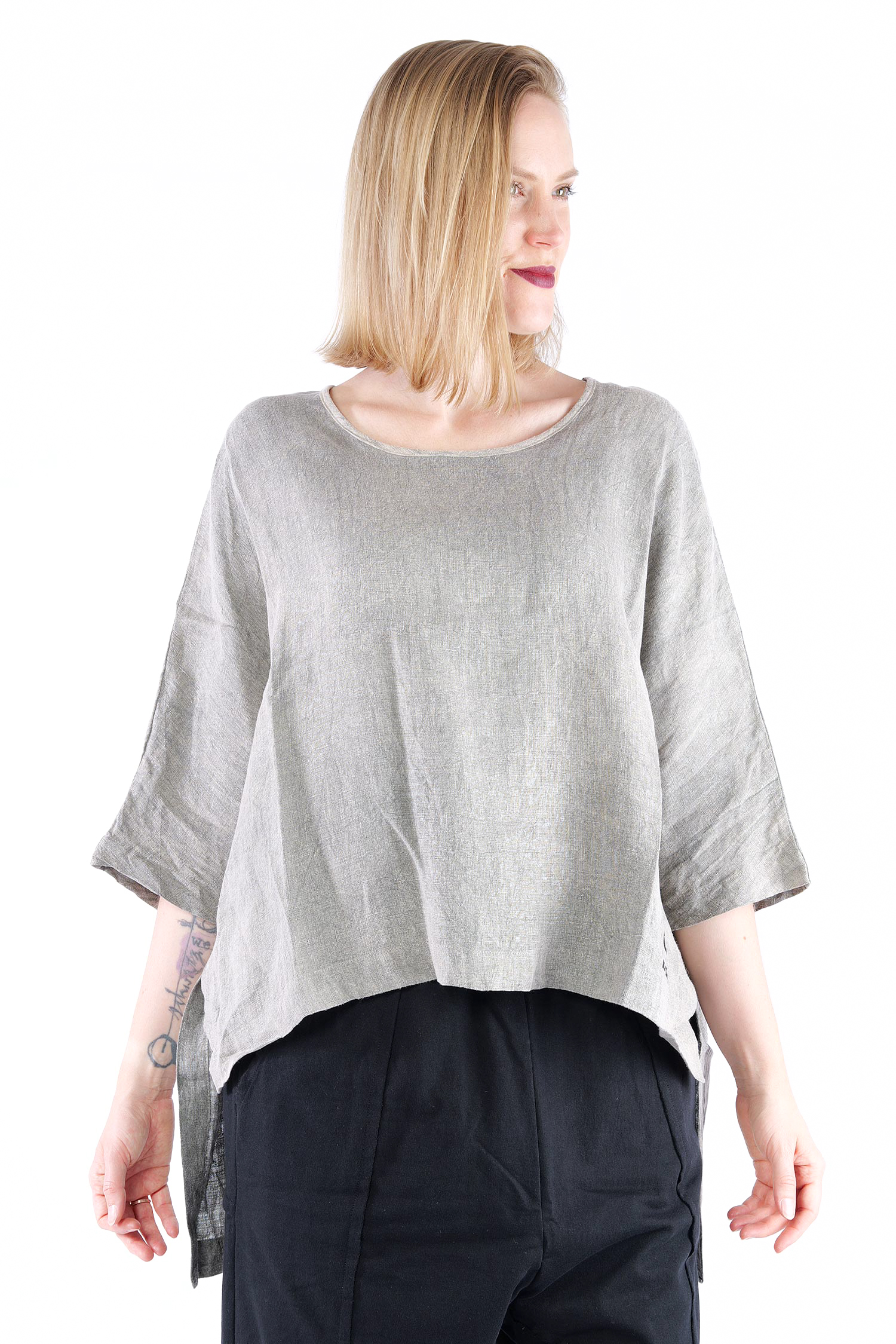 Leinen Shirt - Grey Stone-washed - Curie