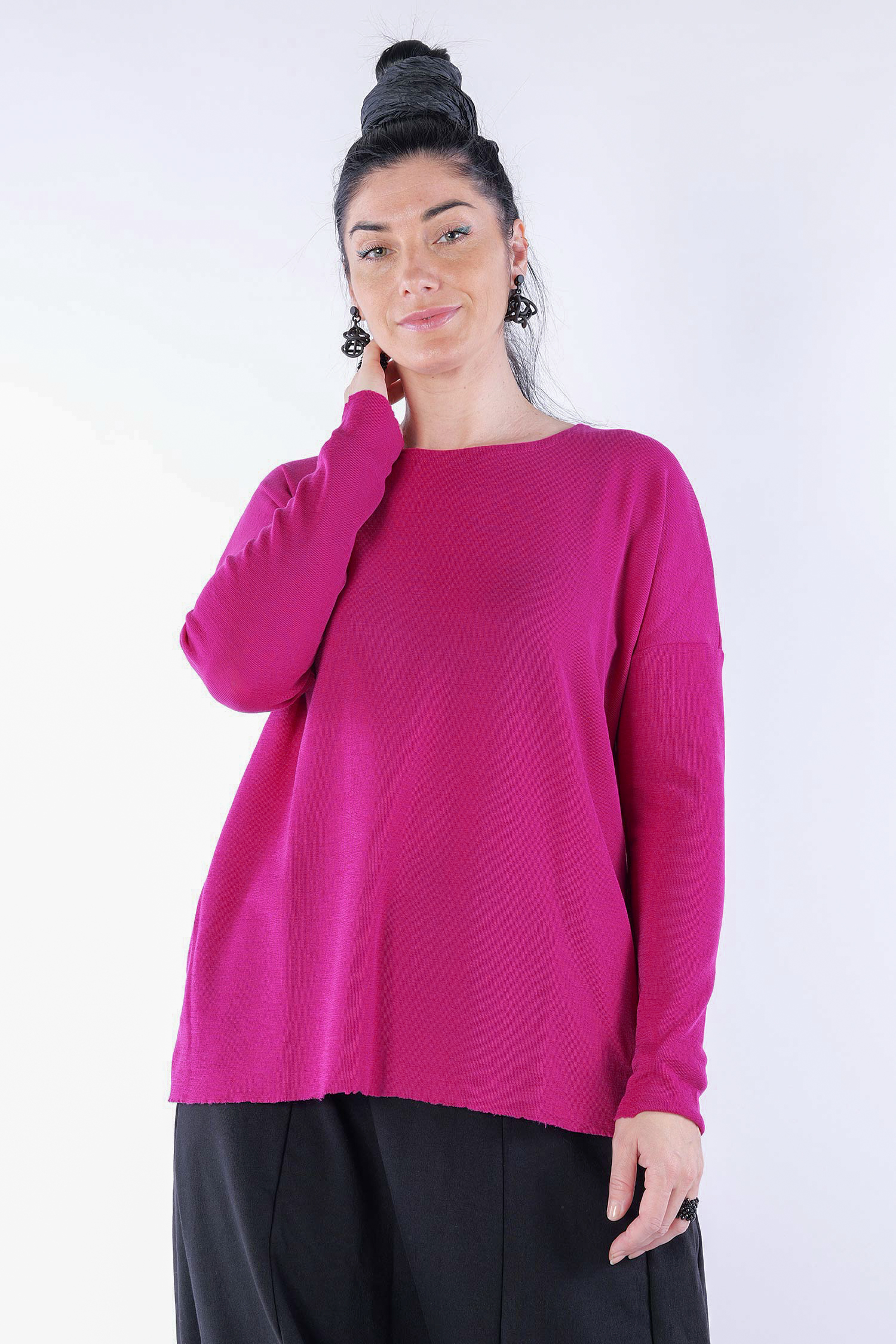 Merino pullover - cerise - 4039