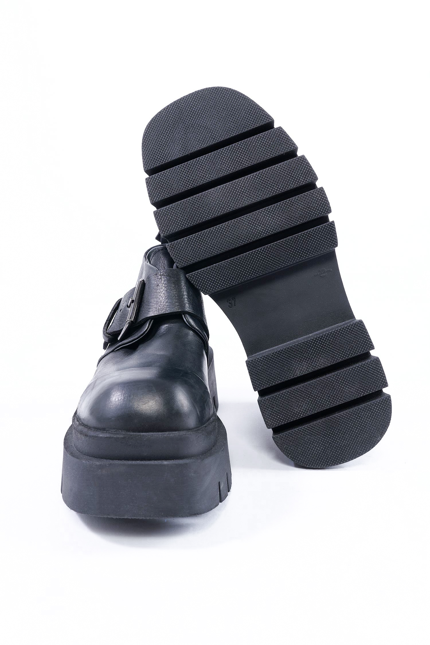 Leather monkstraps - black - 4005