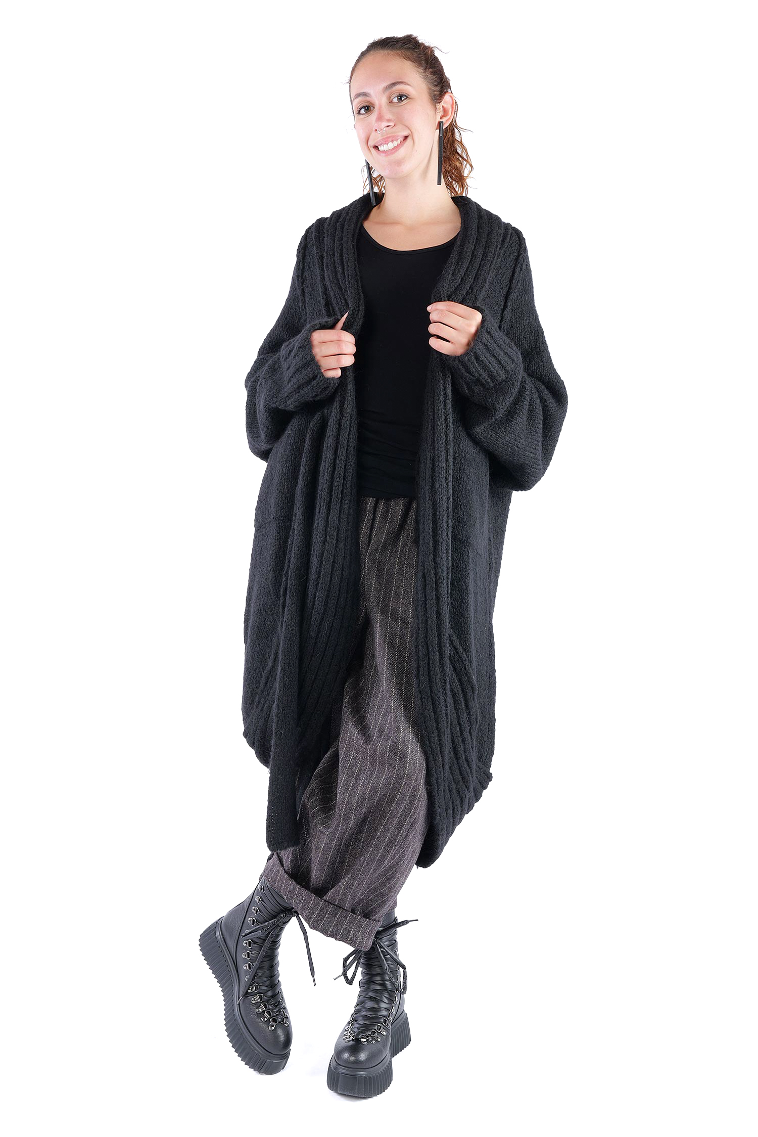 Oversize Cardigan - Schwarz - Serpent