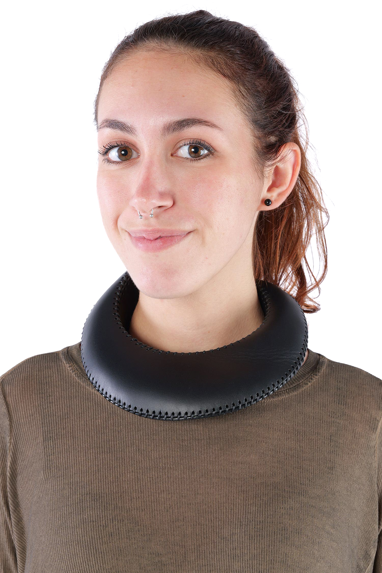 Leather necklace - black - NE17