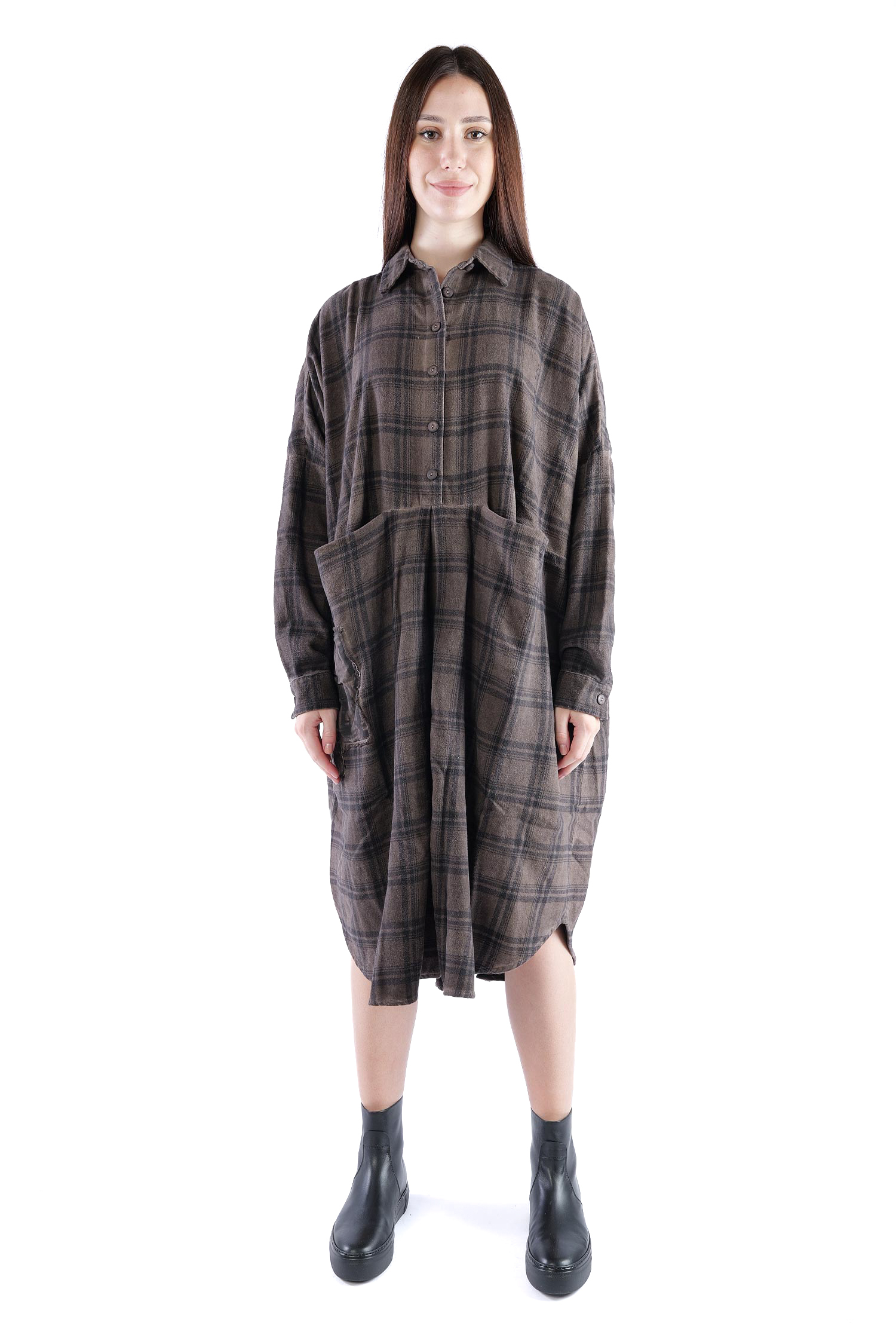 Flanell-Tunika - Truffle old dye check - Fight