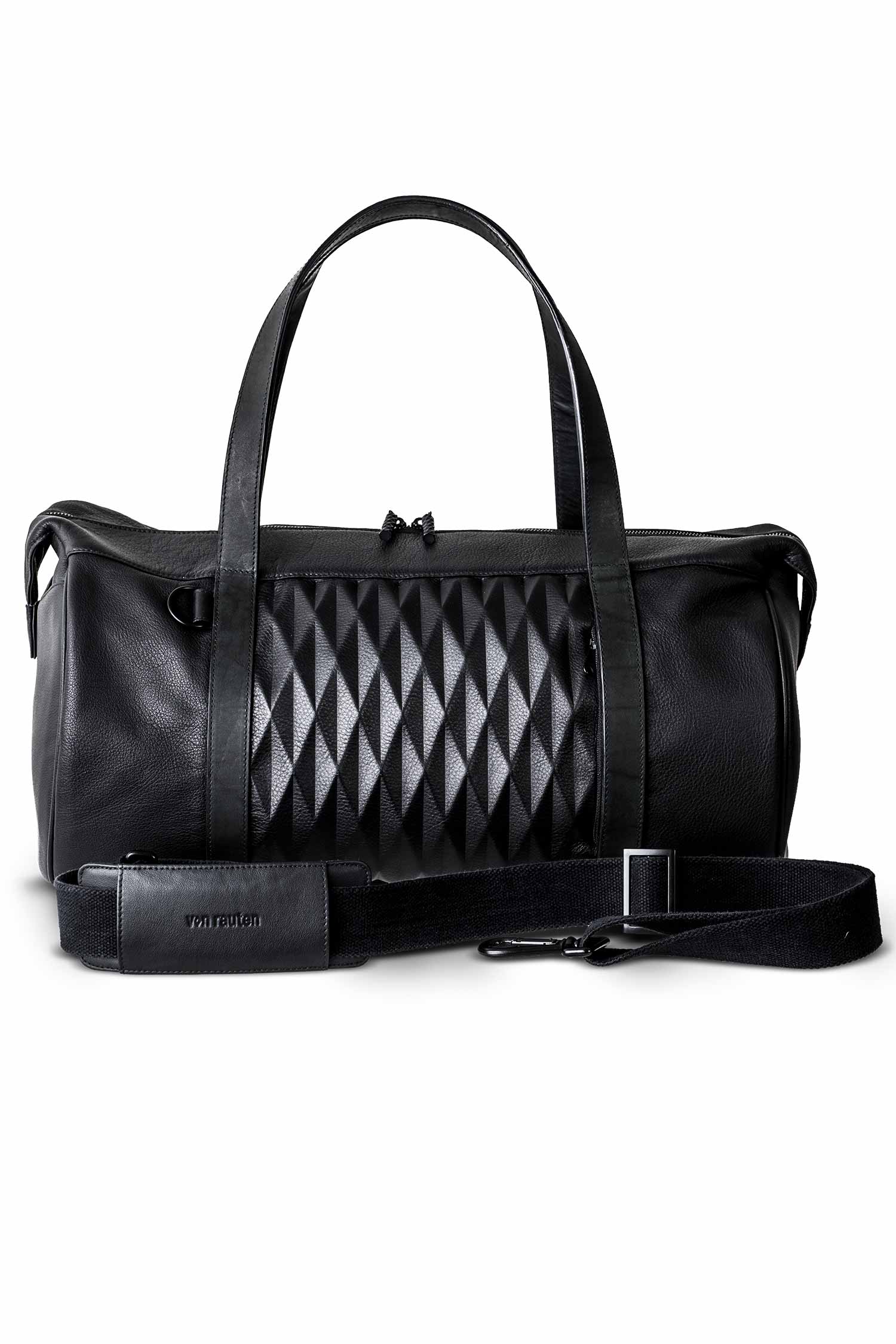 Große Ledertasche - Schwarz - Weekender