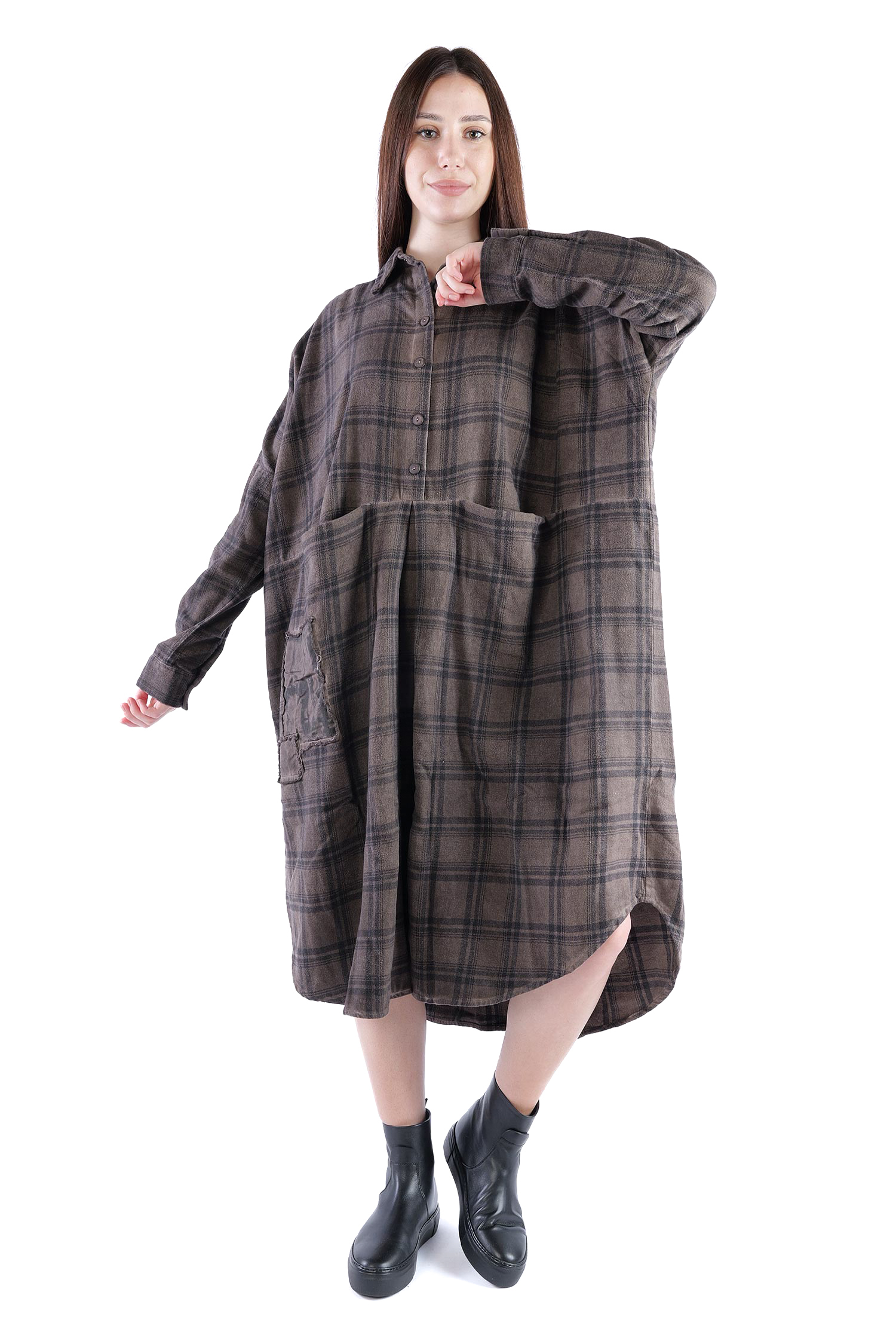 Flanell-Tunika - Truffle old dye check - Fight