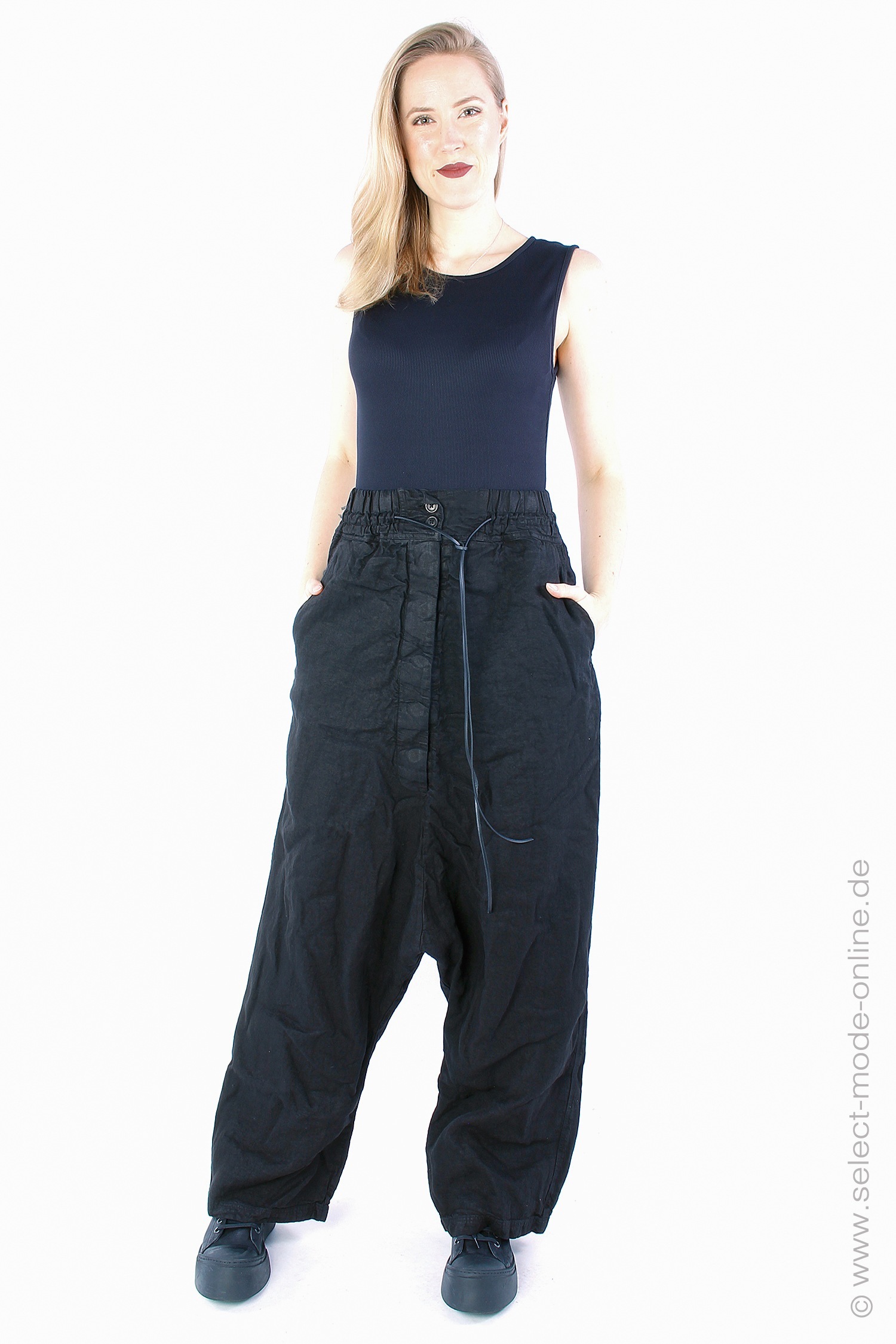 Linen Pants - black - 1232410104