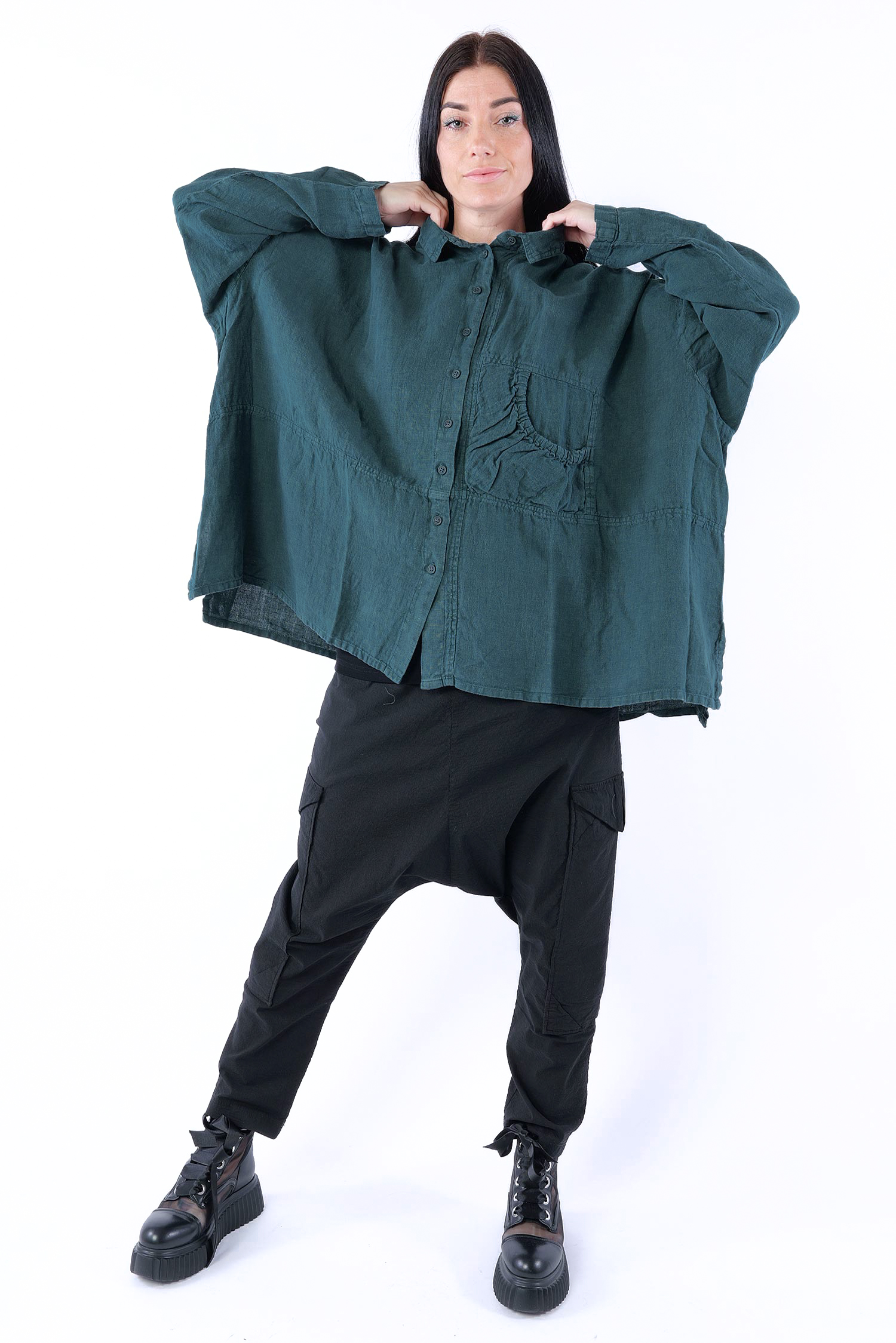 Linen blouse - Tree - 1263540411