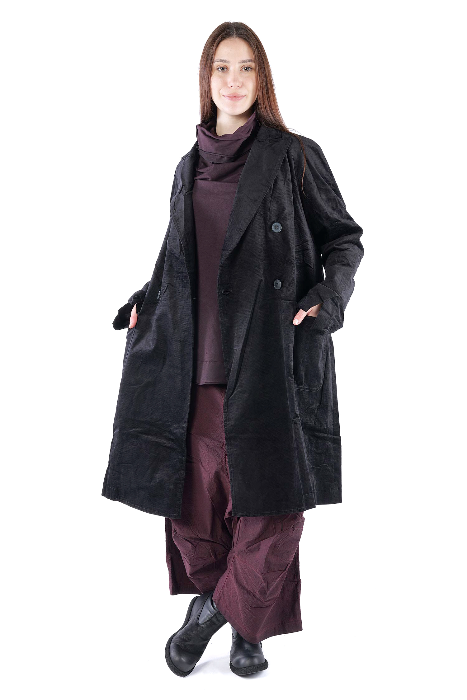 Feincord Mantel - Schwarz - 2263231212