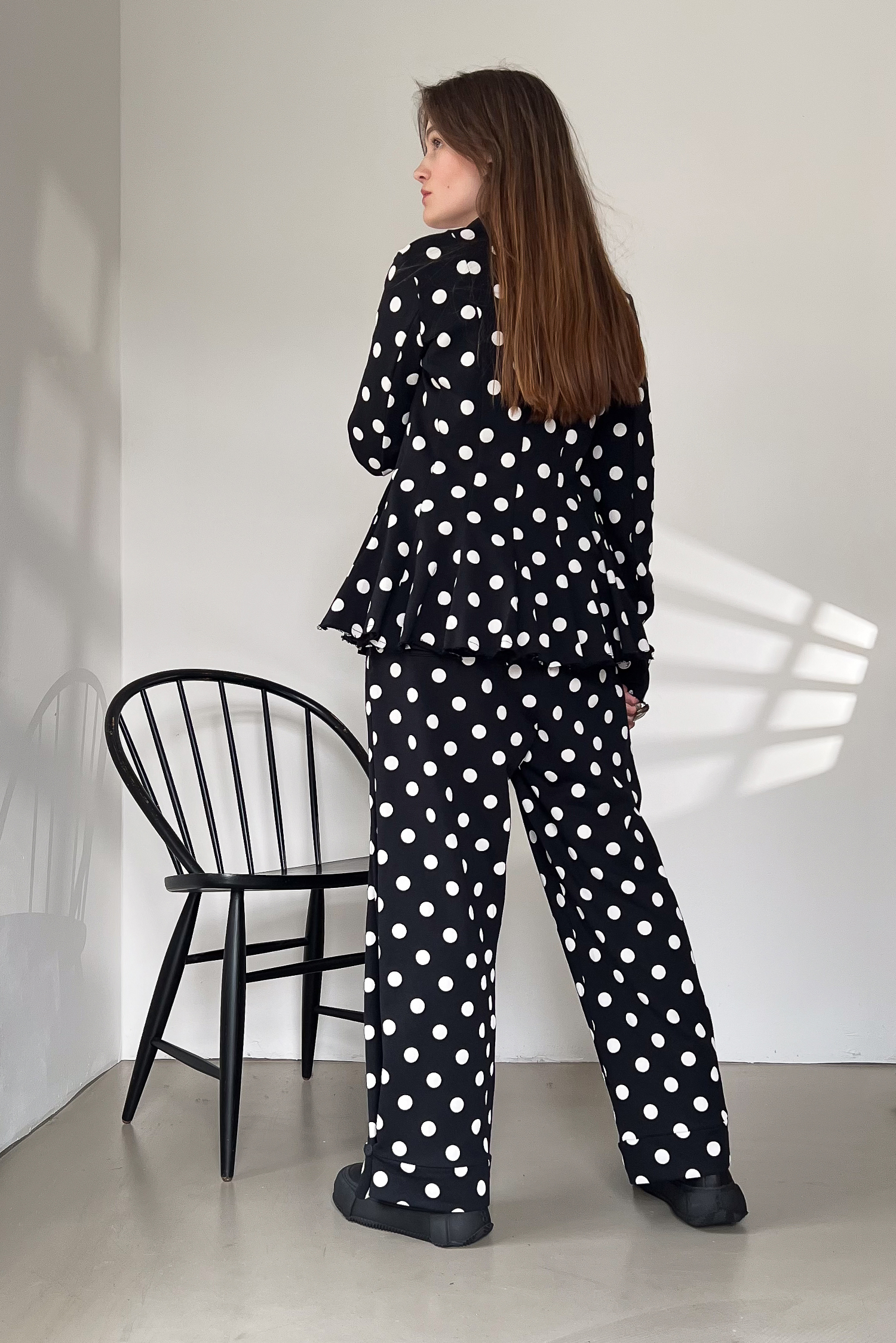 Lange Sweathose - Black white dots - 10012