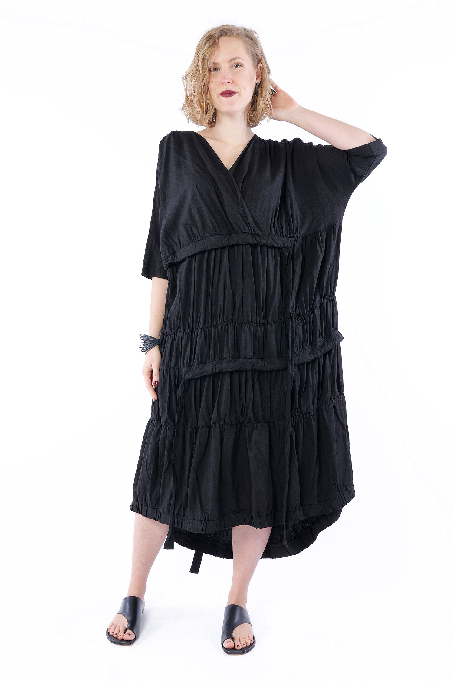 Leinen / Bambus Kleid - Schwarz - Alla