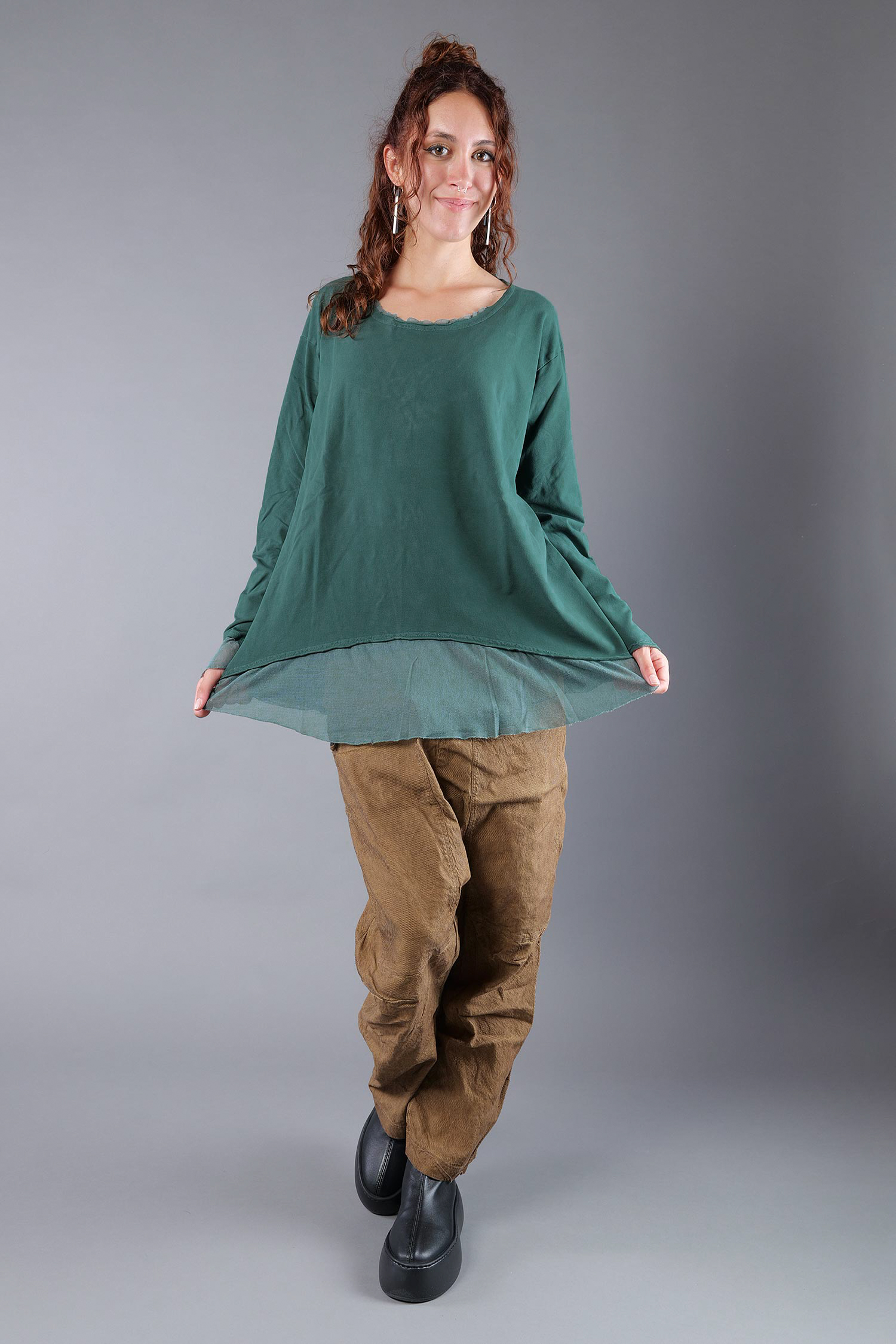 Shirt mit Tüll - Forest - 2263510502