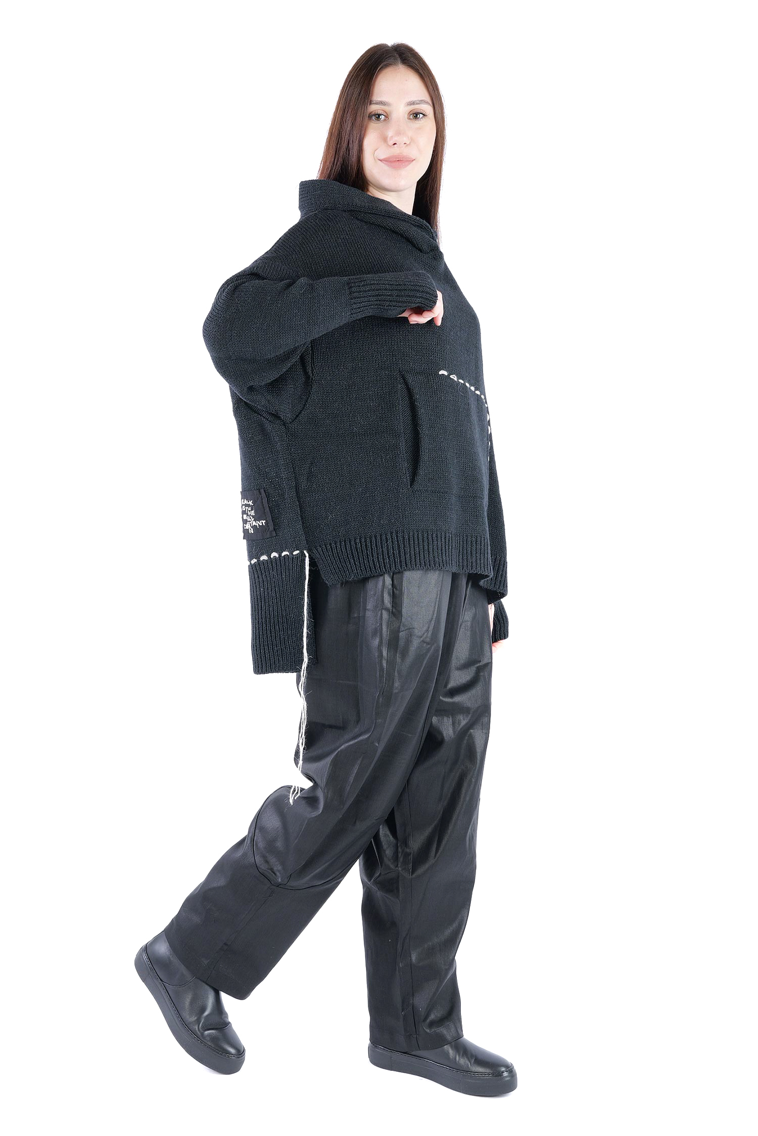 Strick Hoodie - Schwarz - Edooh
