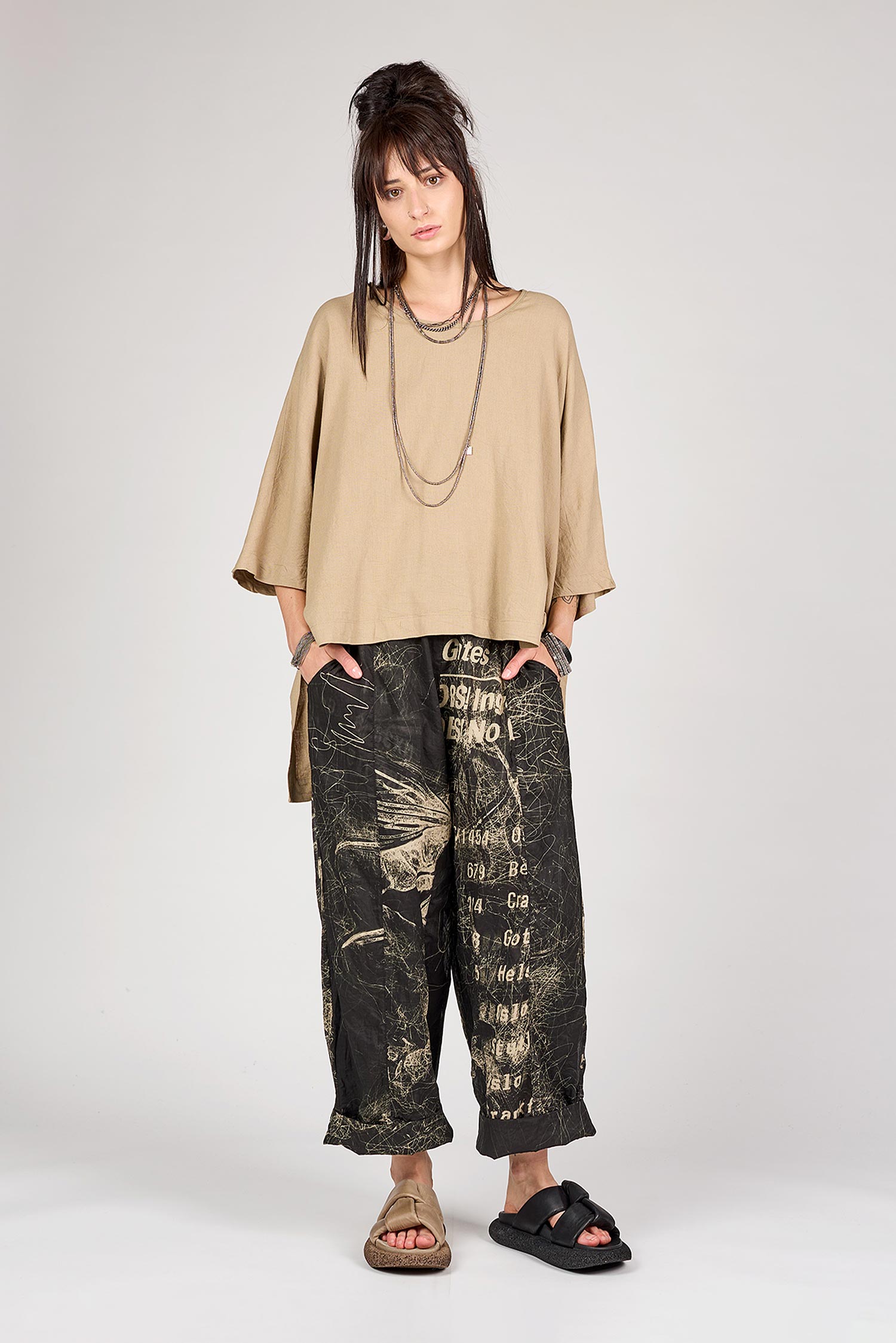 Leinen-Bambus Shirt - Schwarz - Olyana