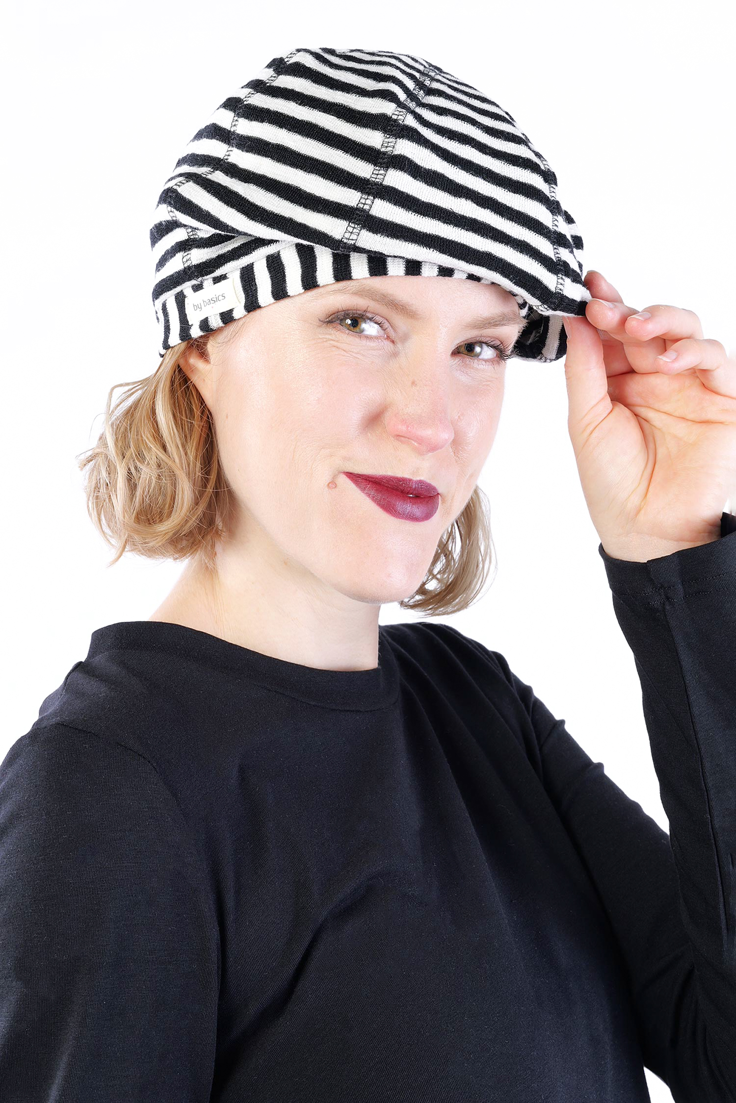 Merino Mütze - White-Black - 1035