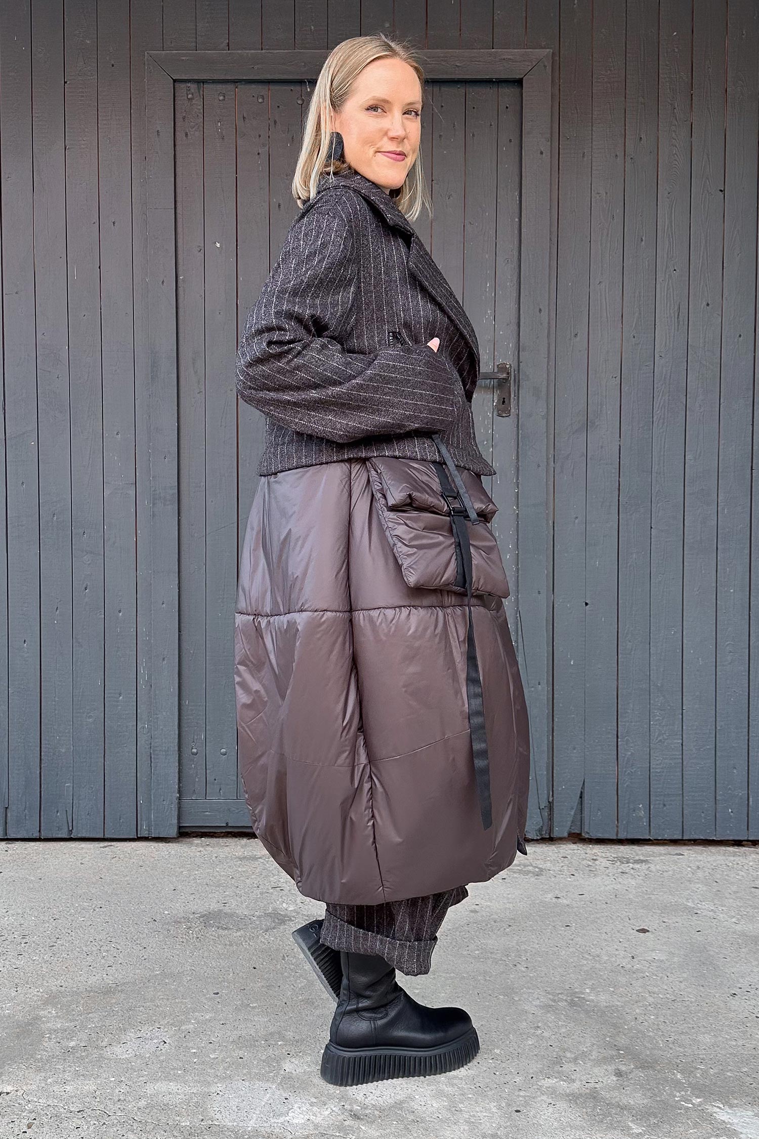 2-in-1 winter coat - Truffle striped woven/chocolate - Formers