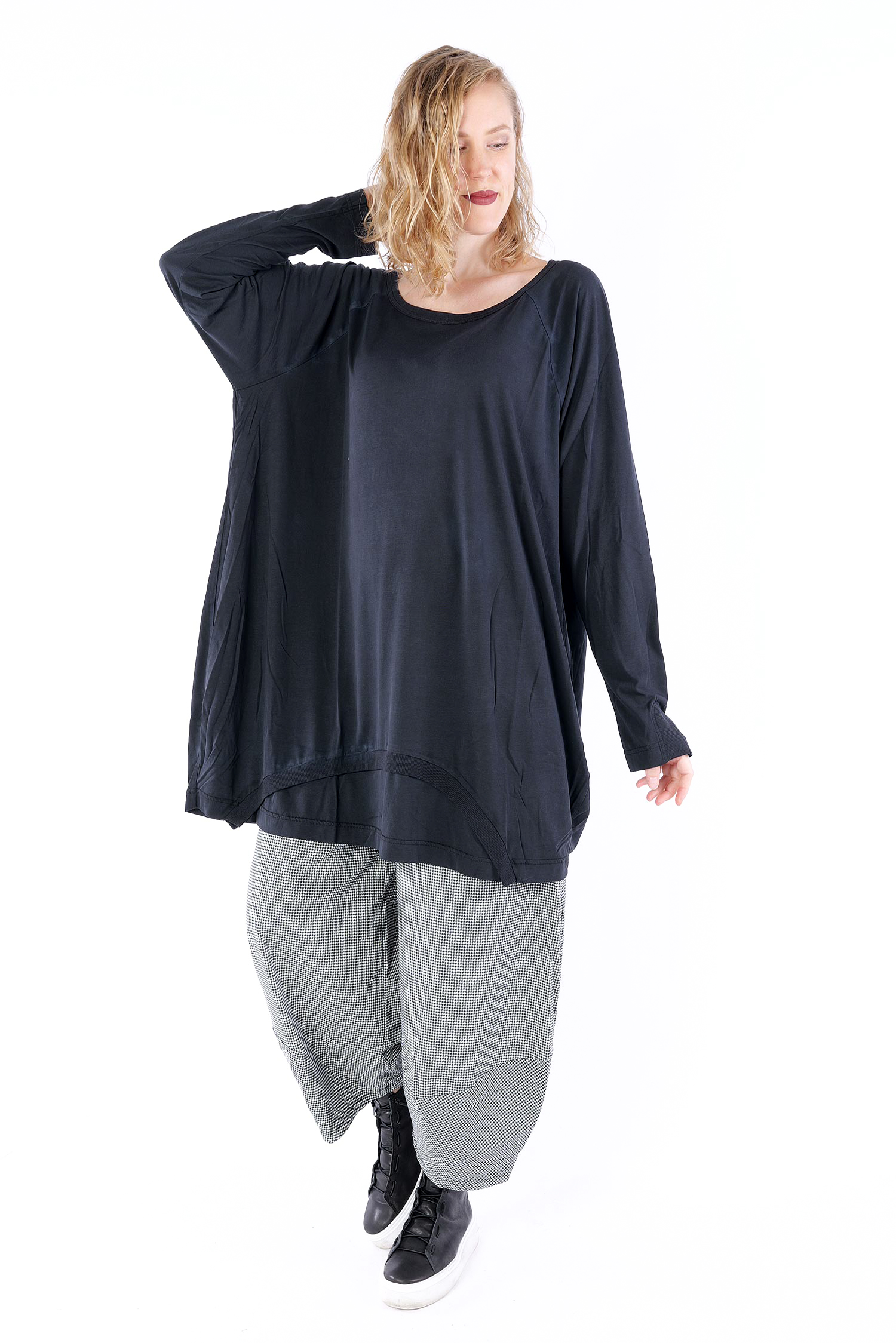 Tulpige Jerseytunika - Schwarz - 2253260904