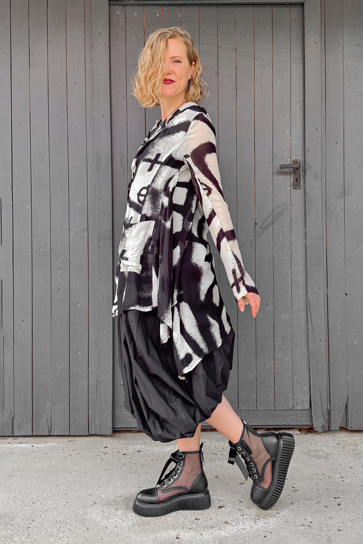Asymmetrical jacket - Black print - 1261771108