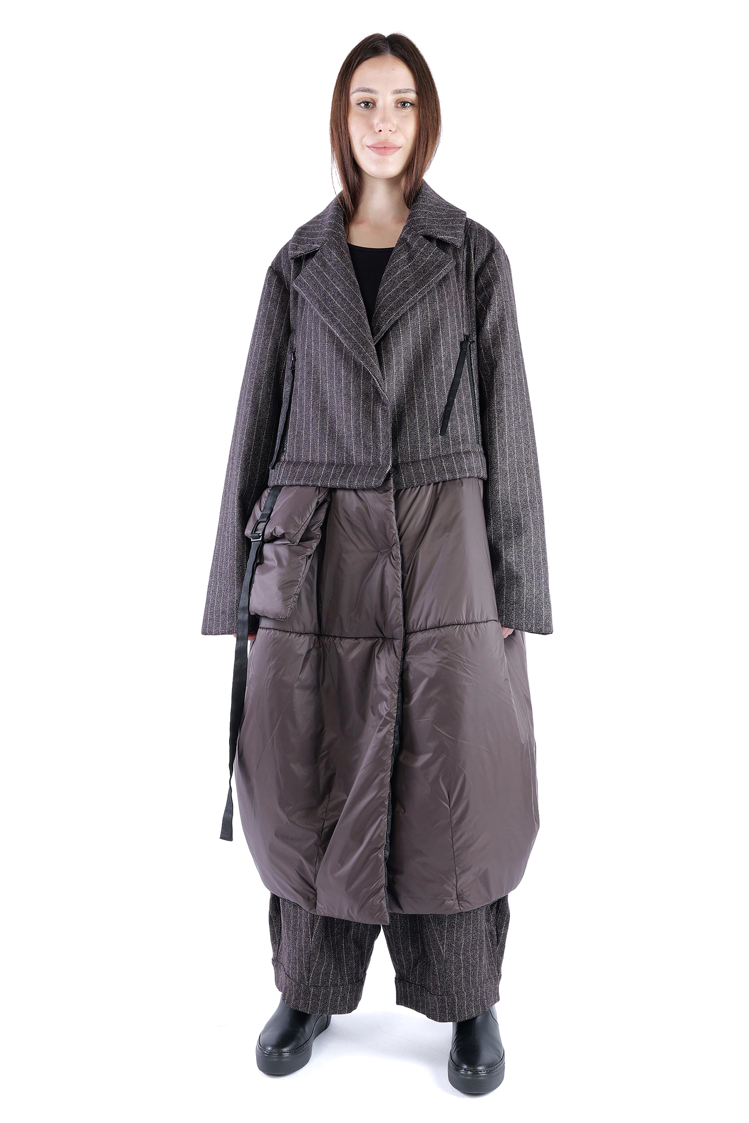 2-in-1 Wintermantel - Truffle striped woven/chocolate - Formers