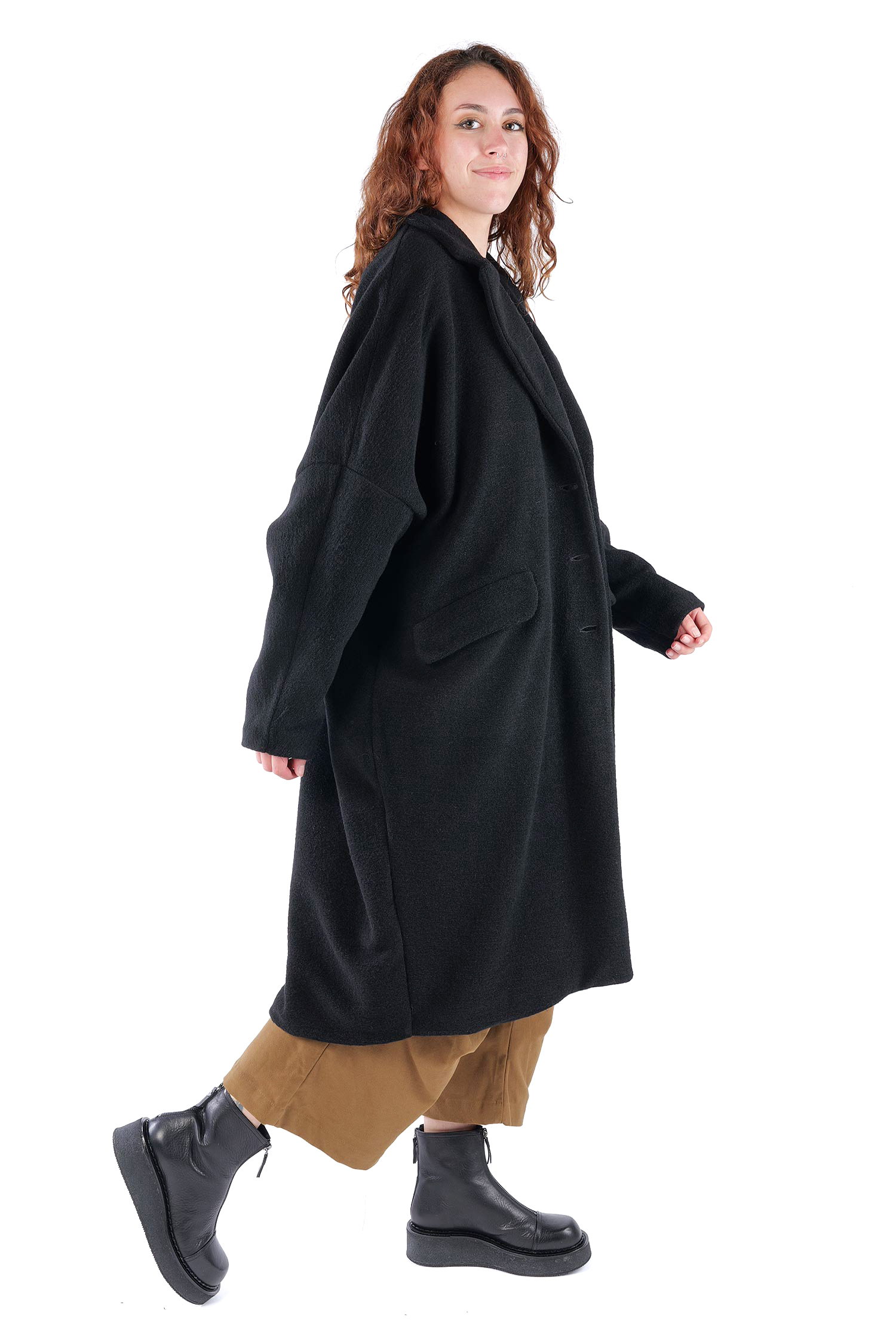 Oversize Wintermantel - Schwarz - S491