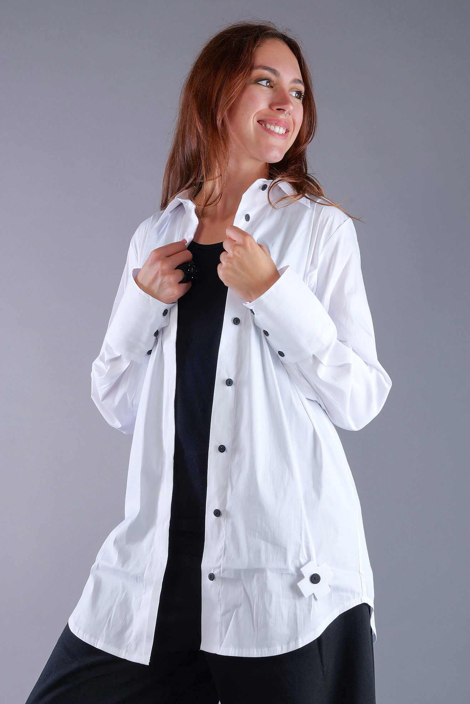 Stretchbluse - White - 4033